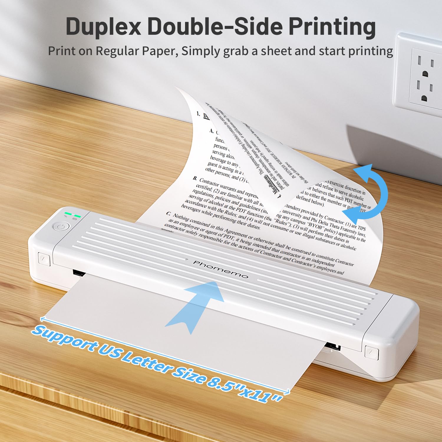 Phomemo P831 Wireless Portable Printer - 300 DPI Bluetooth Thermal Printer for Travel & Home Office | Compatible with iPhone, Android & Laptop | Prints on 8.5x11 US Letter & A4 Paper | Perfect for Printing Documents, Photos, Labels & Travel Memories On-The-Go