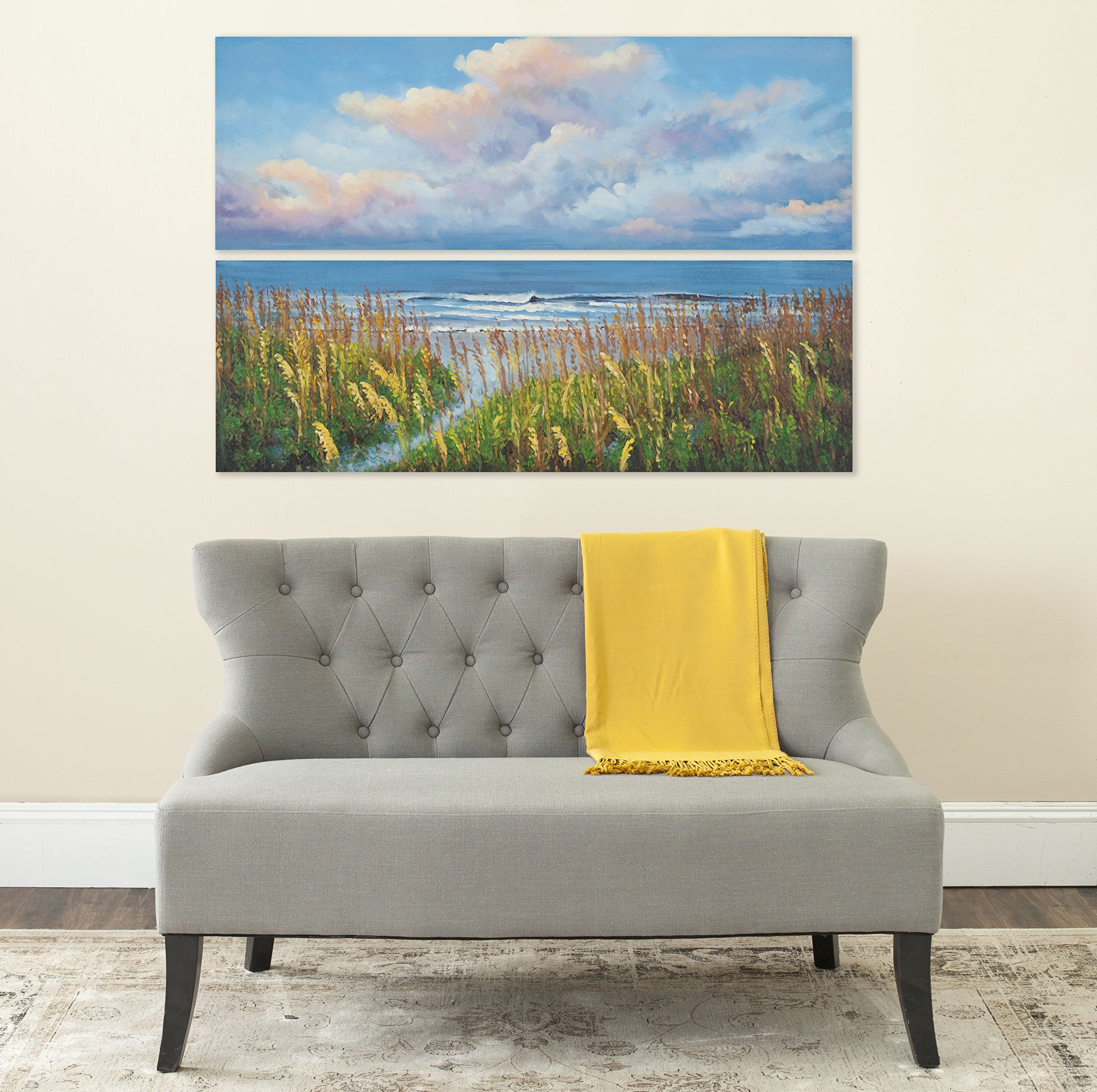 SAFAVIEH ART2031A Beach Walk Diptych Wall Art - Coastal Decor for Living Room, Bedroom & Office - Set of 2 Framed Canvas Prints