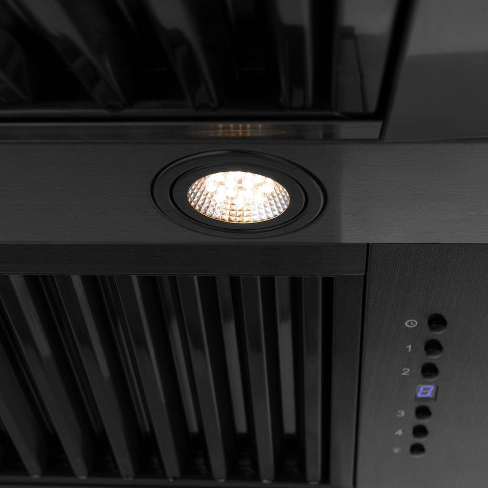 ZLINE Autograph Edition 48 Inch Black Stainless Steel Range Hood with Handle (BS655Z 48) - Professional Kitchen Ventilation for Modern Homes & Restaurants
