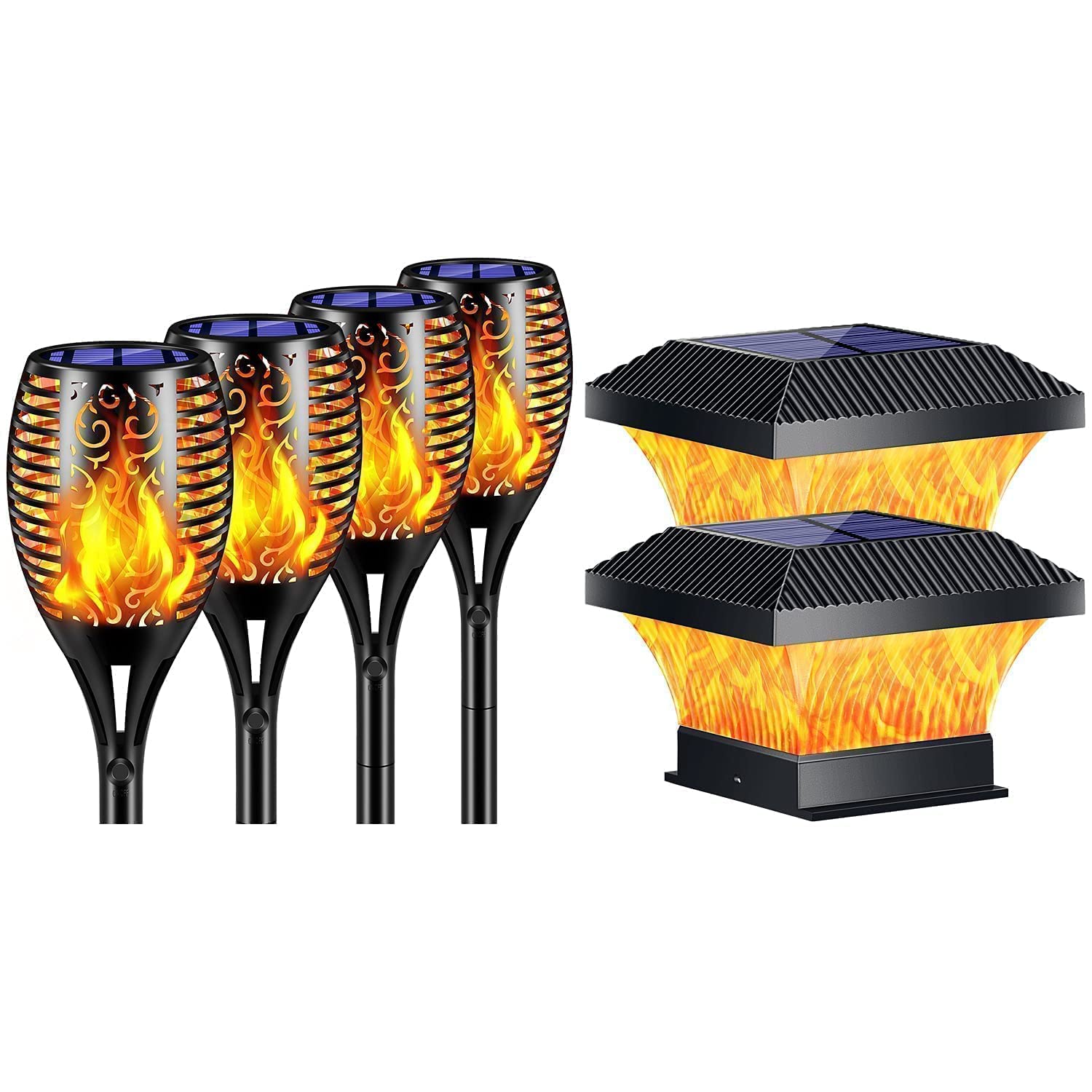 TomCare Solar Lights Outdoor - Waterproof Flickering Flame Solar Torches for Garden, Patio, Yard - Decorative Landscape Lighting for Pathways, Poolside & Backyard Parties
