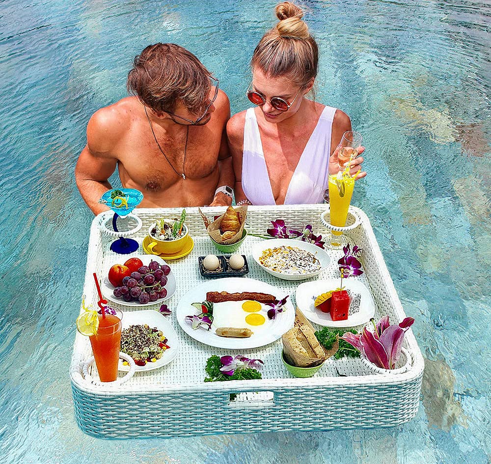 Luxury Floating Serving Tray for Pool, Beach & Spa - Premium Floating Drink & Food Tray for Adults | Perfect for Swimming Pools, Sandbars, Baths & Pool Parties | Waterproof Floating Table for Drinks, Snacks & Cocktails by the Water