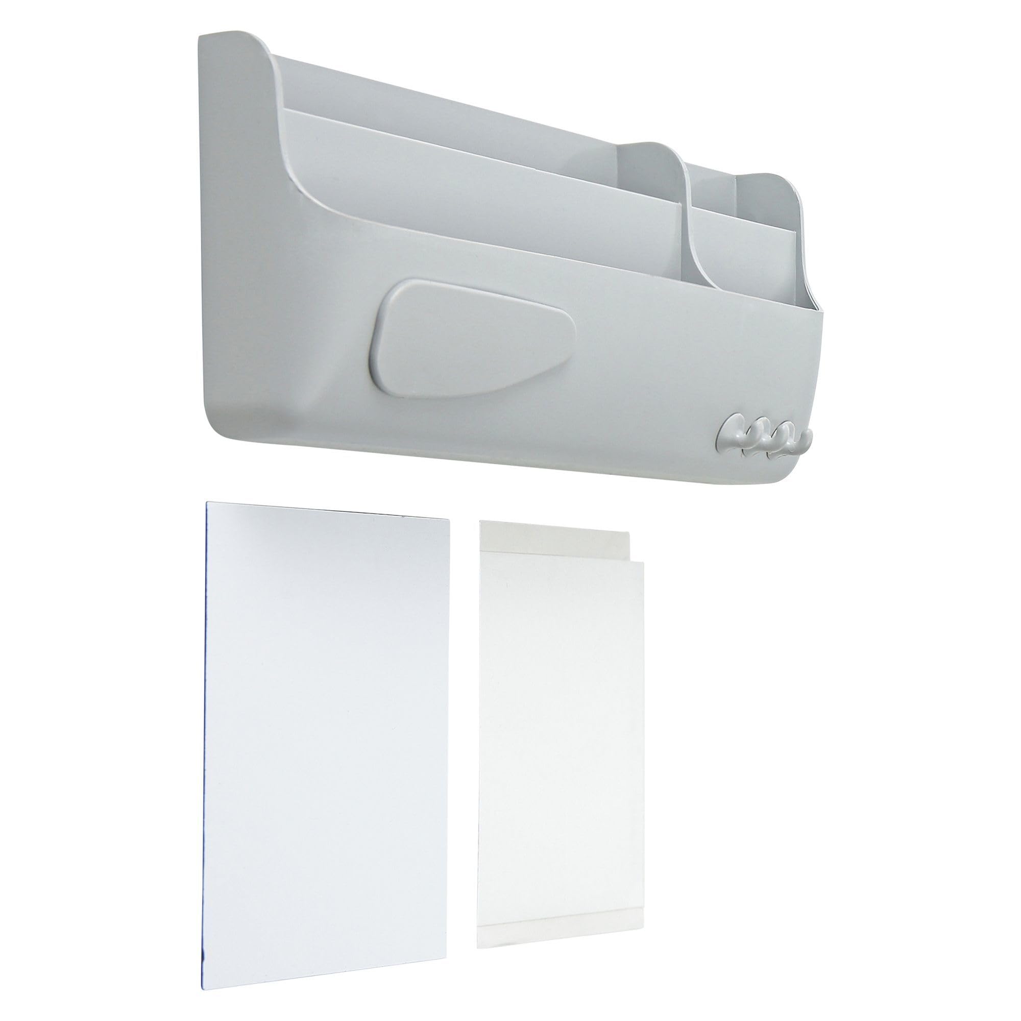 MasterVision Magnetic Dry Erase Marker Holder - 4 Compartment Whiteboard Organizer Box for Pens & Accessories (Gray) - Perfect for Classroom, Office & Home Use