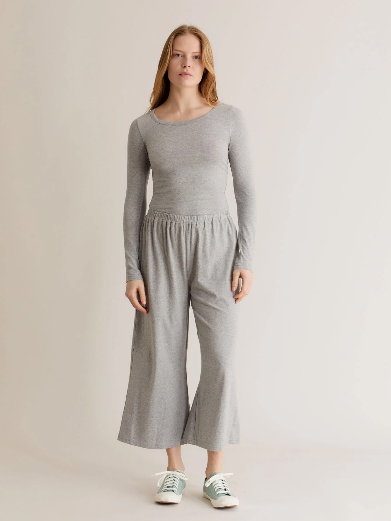 Komodo Darcey Long Sleeve T-Shirt for Women - Soft Stretch Marl Grey Top - Perfect for Work, Casual Outfits & Layering