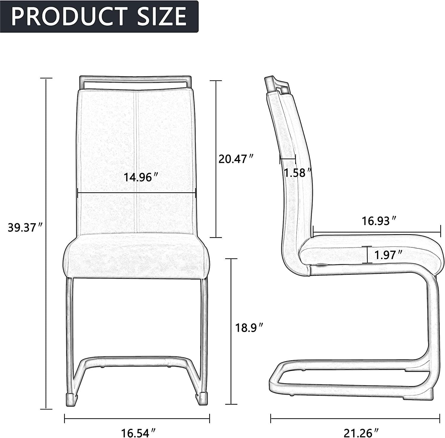 Baysitone Modern Dining Chairs Set of 4 - Faux Leather Padded High Back Kitchen & Living Room Chairs - Comfortable Dining Room Seating for Family Gatherings & Dinner Parties
