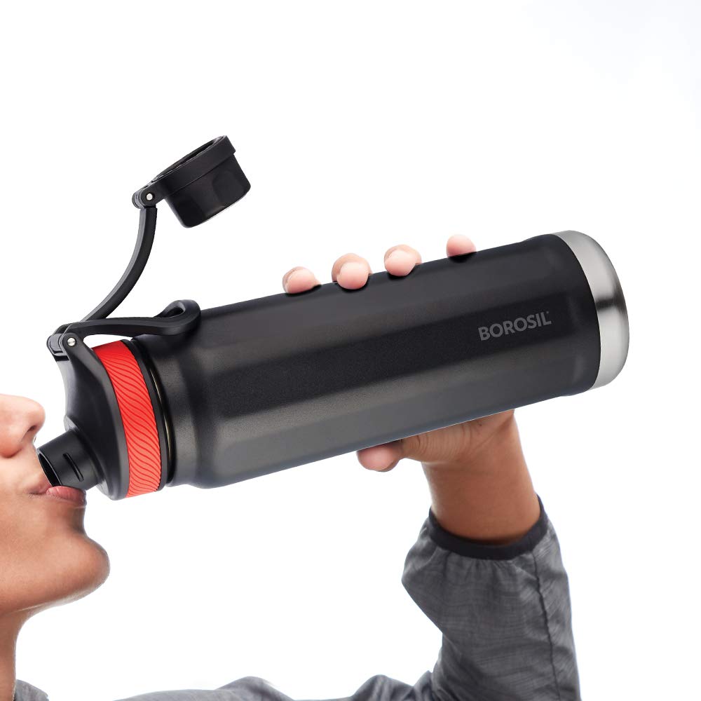 Borosil Stainless Steel Vacuum Insulated Water Bottle 710ml - Hydra SportSip for Gym & Outdoor