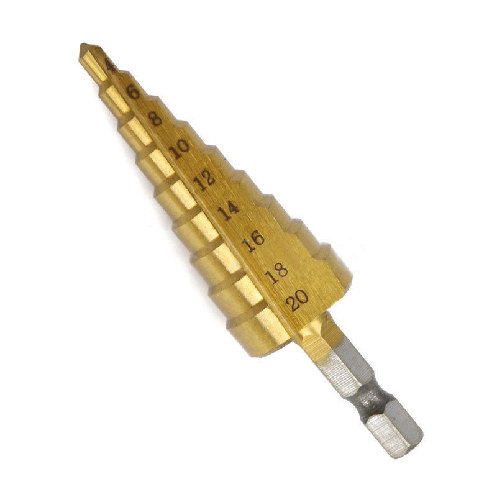 NUSHKI 4-20mm HSS Titanium Step Drill Bit Set - High Speed Steel Cone Drill for Metal, Wood, Plastic - Perfect for Countersinking, Sharpening & Hole Drilling in DIY Projects & Professional Workshops