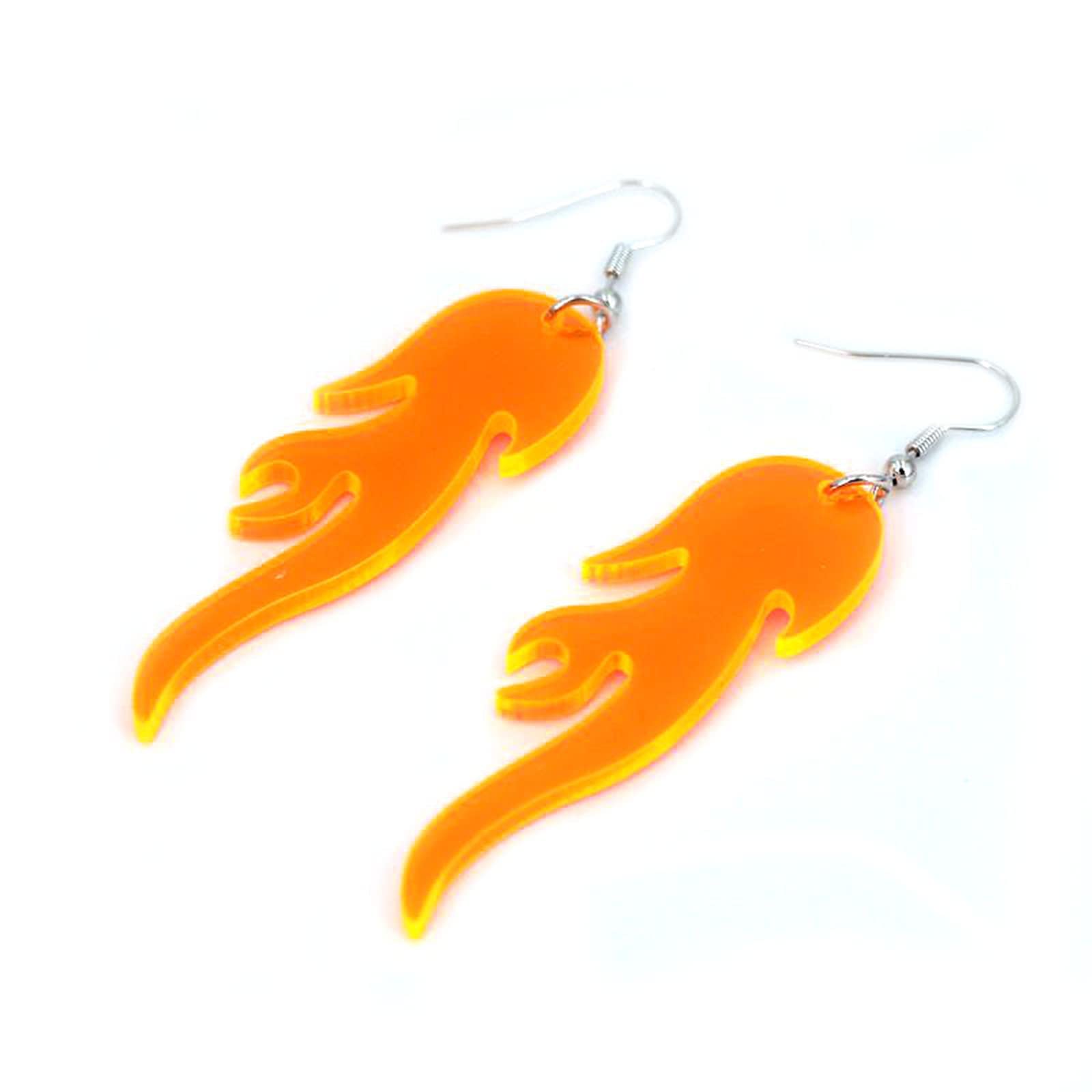 ONLYJUMP Lightweight Acrylic Transparent Earrings - Colorful Halloween Costume Jewelry, Unique Funny Flame Dangle Earrings for Women - Perfect Statement Accessories for Parties, Cosplay & Gift Giving