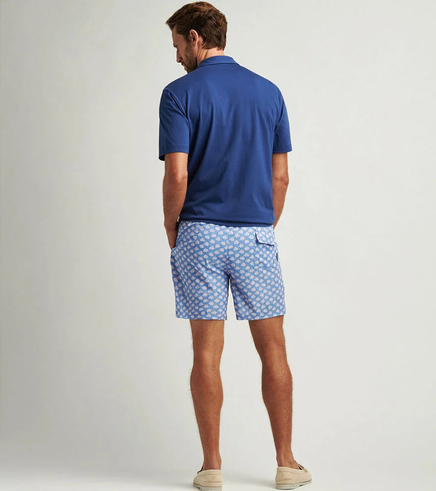 Peter Millar Men's 7 Inch Seaway Swim Trunks - Quick Dry Swim Shorts with UPF Protection, Comfortable Beachwear for Swimming, Surfing & Vacation (Marina Blue)