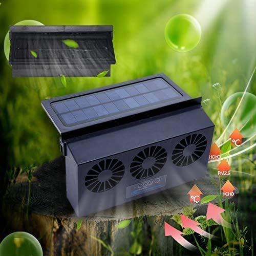 Solar Powered Car Vent Fan - Auto Window Windshield Ventilator System with Exhaust Fan & Radiator Ventilation (Black) - Keep Your Vehicle Cool in Summer & Prevent Fogging in Winter