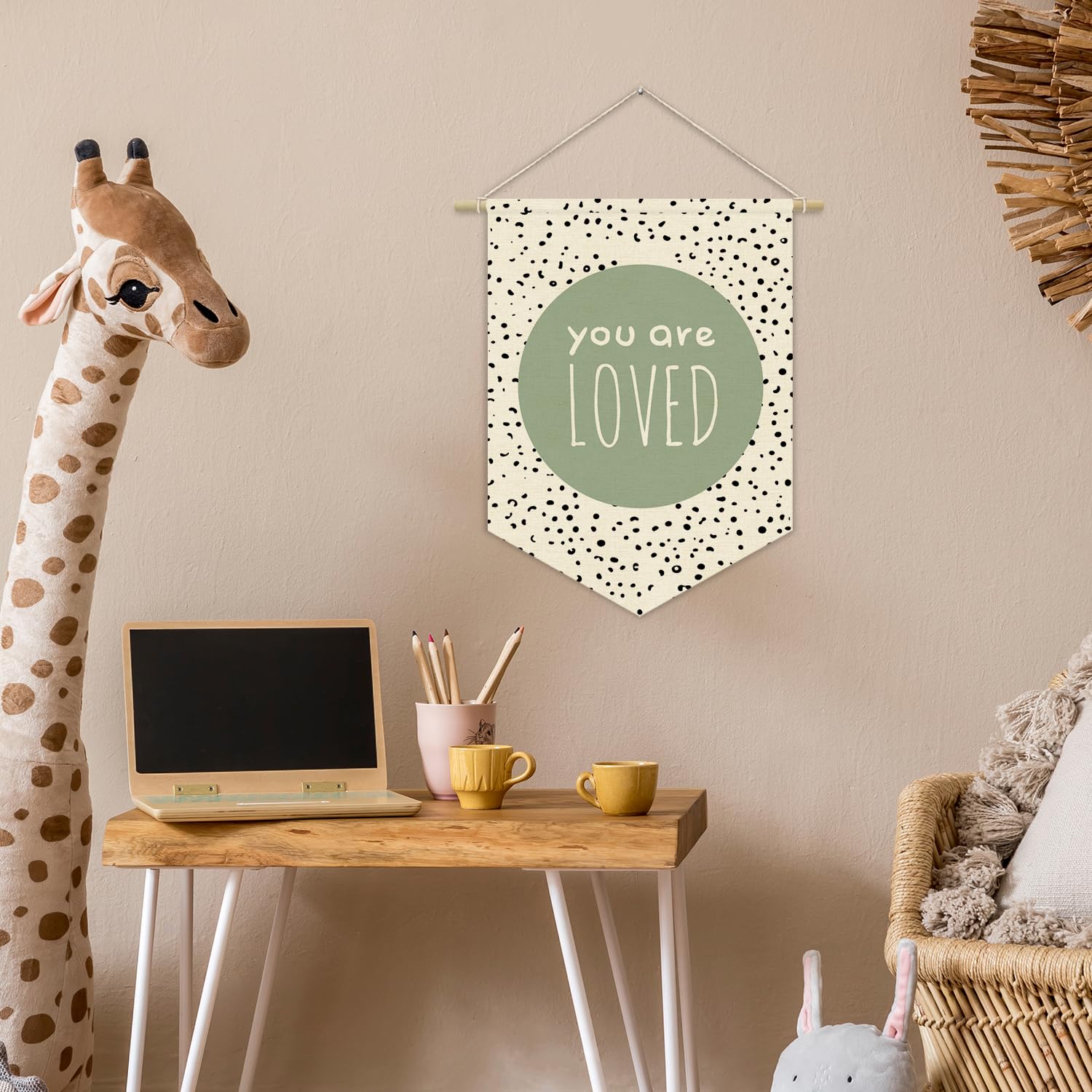 Sage Green Inspirational Canvas Banner - Nursery & Kids Room Decor for Playroom & Homeschool