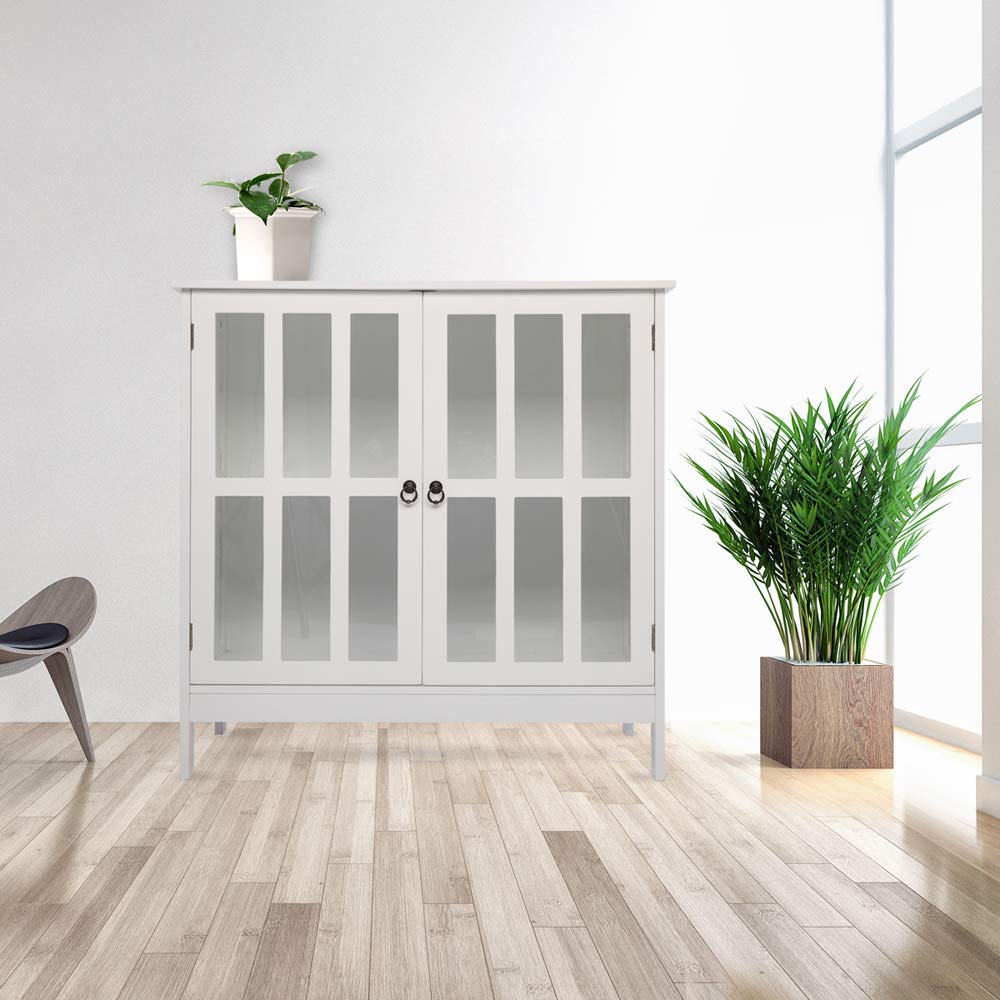 Modern Kitchen Sideboard Buffet Cabinet with 2 Glass Doors - Storage Cabinet for Dining Room, Liquor Display & China Collection - Perfect for Home Kitchen Organization & Entertaining Guests