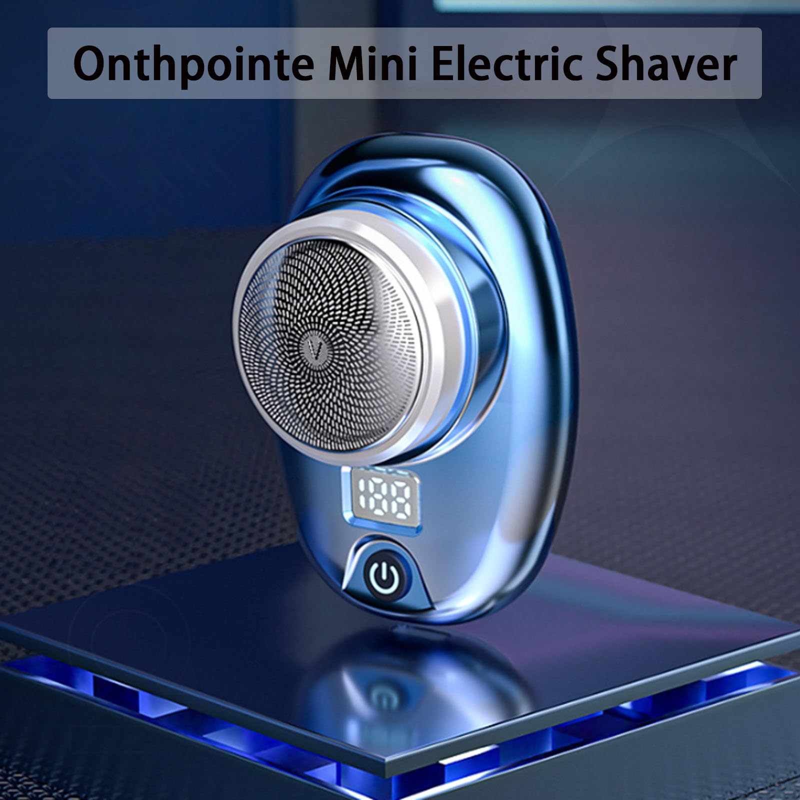 Pyrinov Mini Portable Electric Shaver - IPX7 Waterproof Wet/Dry Rechargeable Electric Razor for Men, Travel & Gym - Blue | Perfect for Home, Office & On-the-Go Grooming