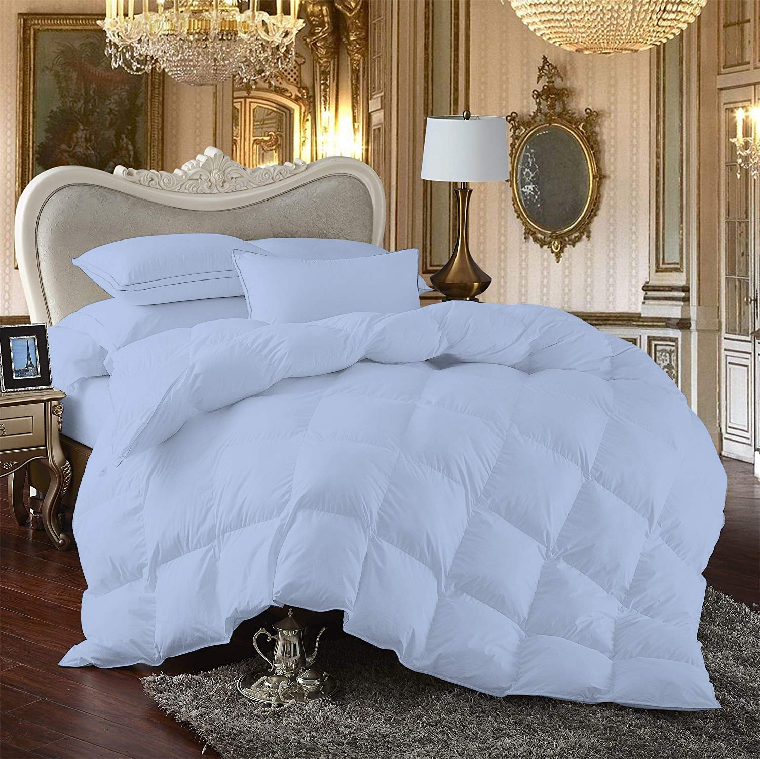 Premium 100% Egyptian Cotton Duvet Insert - 800 Thread Count, 400 GSM Fiber Fill, Full/Queen Size (90