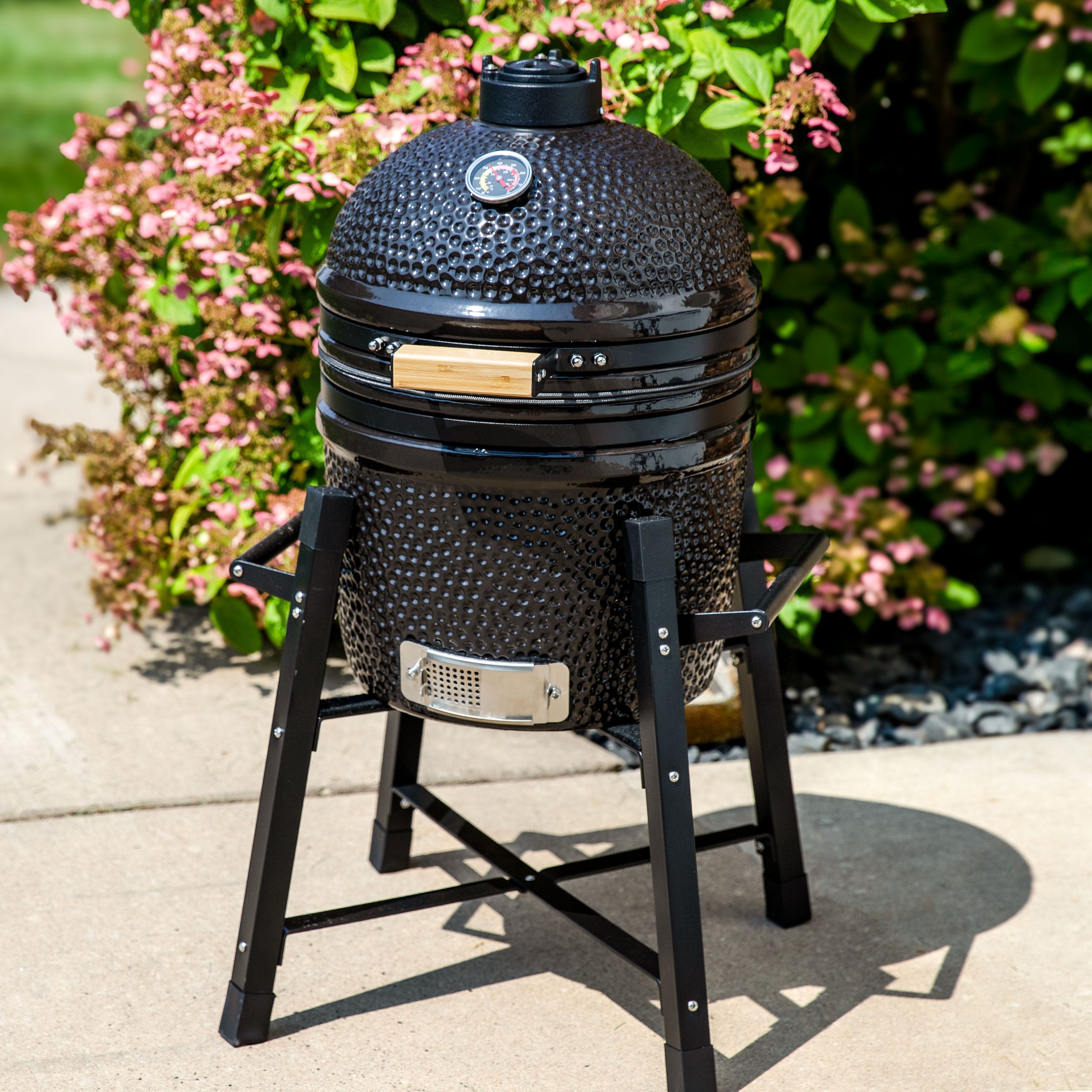 Premium Kamado Charcoal Grill & Smoker with Stand - Ceramic Outdoor BBQ Cooker for Backyard, Patio & Camping - Perfect for Grilling, Smoking & Slow Cooking Steaks, Ribs & Pizza