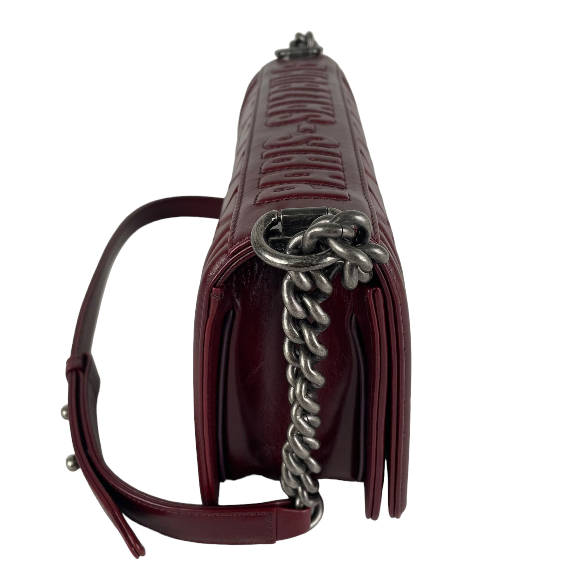 Chanel Old Medium Boy Bag in Burgundy Leather - Luxury Crossbody Handbag for Women, Perfect for Evening Events & Date Nights