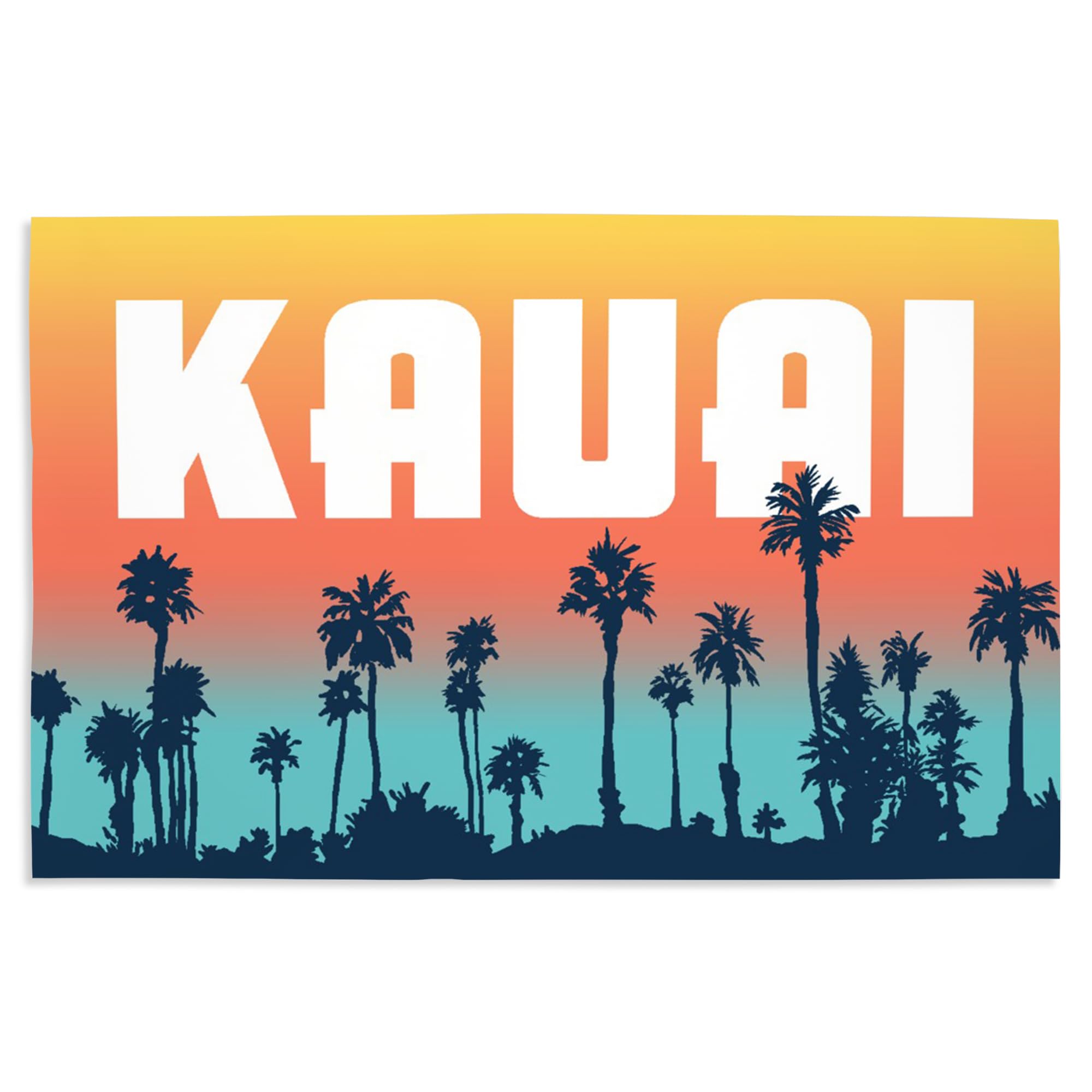 Lantern Press 16x24 Inch Giclee Art Print - Kauai Tropical Landscape with Palm Trees & Aqua Horizon - Perfect for Beach House Decor, Living Room Wall Art & Hawaiian Theme Bedroom