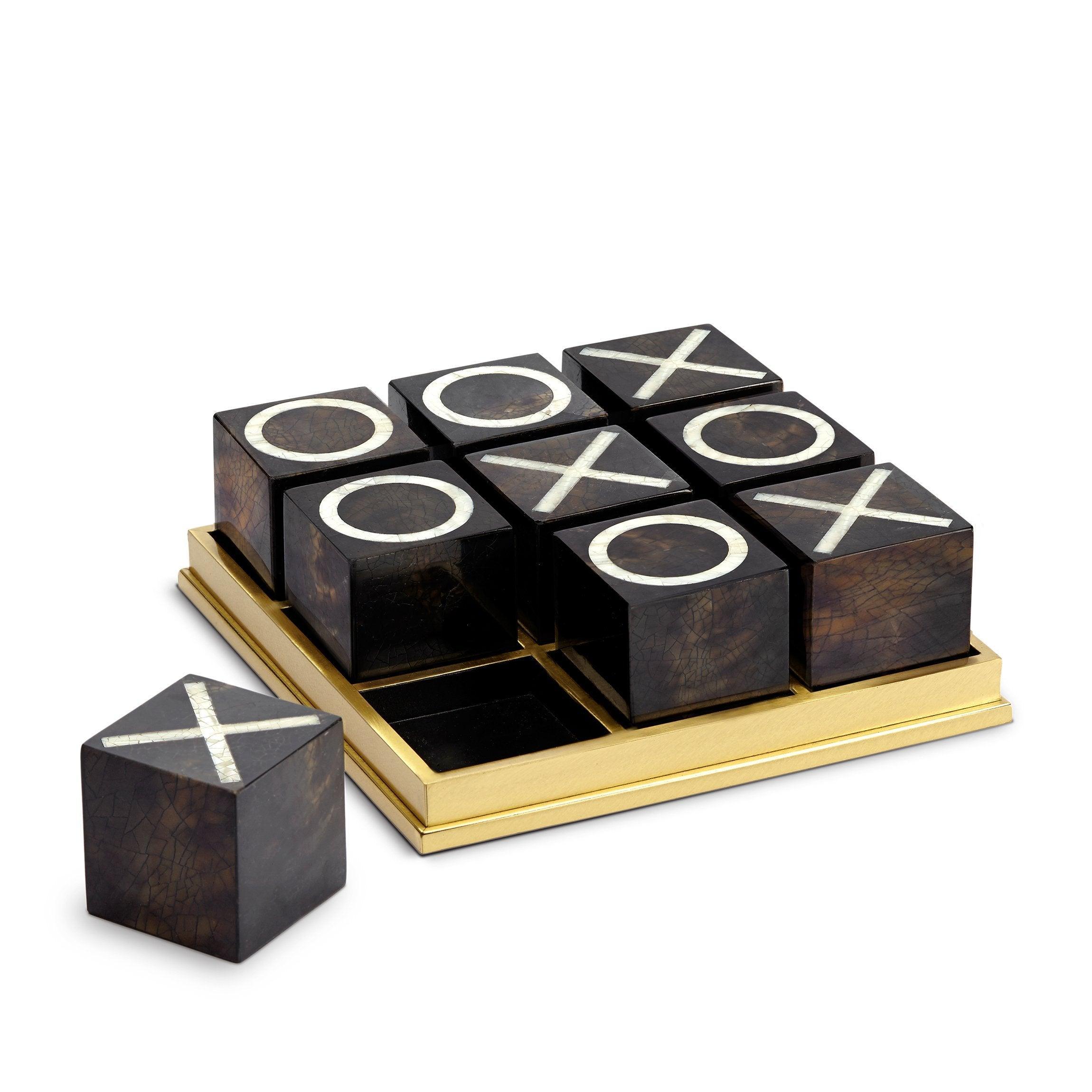Decorative Tic Tac Toe Game Set - Wooden Board & Pieces for Home Decor, Kids Playroom, and Outdoor Fun