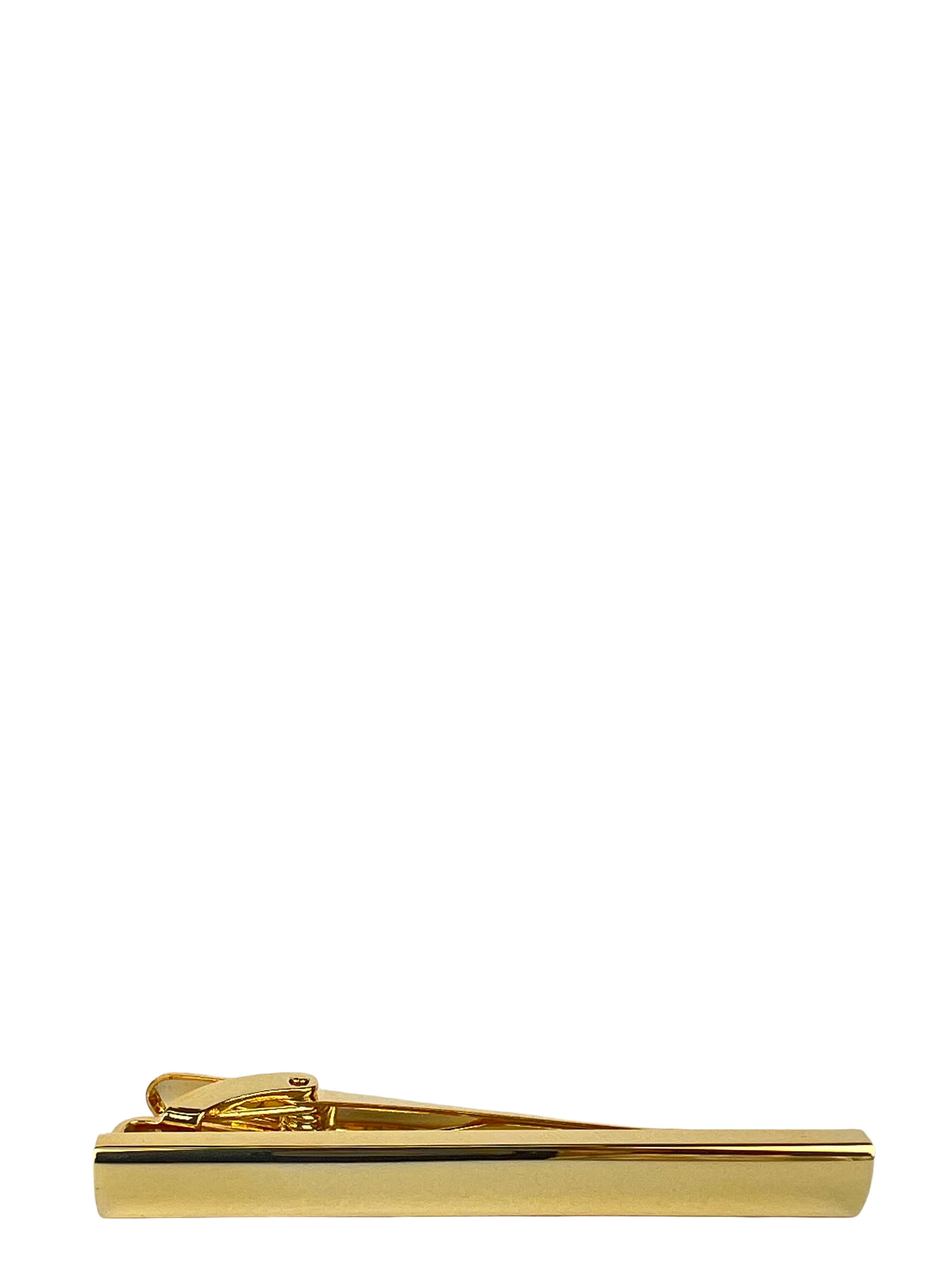 DÉCLIC Plain Long Tie Bar for Men - Gold Tie Clip for Formal Wear, Business Attire, and Wedding Accessories