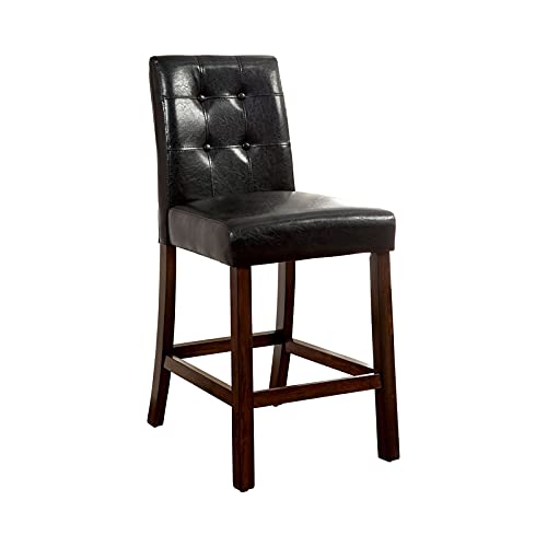 BOWERY HILL Transitional Wood Counter Height Dining Chairs - Set of 2, Brown Cherry Finish - Perfect for Kitchen Islands, Breakfast Bars & Small Space Dining