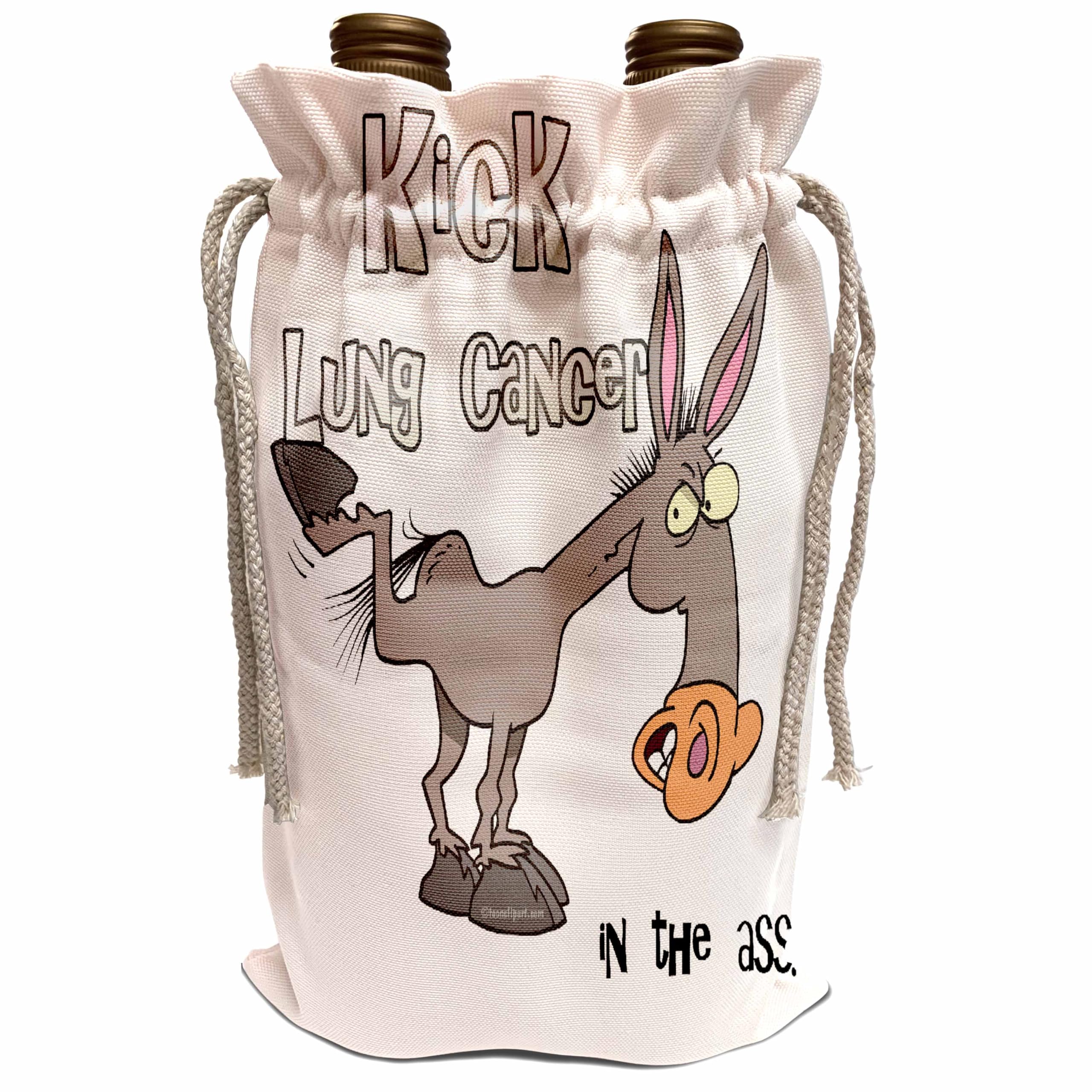 Wine Gift Bag with Kick Lung Cancer Awareness Ribbon Design - Perfect for Fundraising Events, Charity Auctions & Cancer Support Gifts