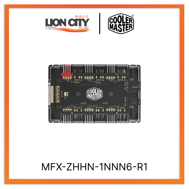 Cooler Master MFX ZHHN 1NNN6 R1 CM MasterFan ARGB & PWM 6-Port Hub - PC Cooling Fan Controller for Gaming Rigs, Workstations, and Custom PC Builds (2-Year Warranty)