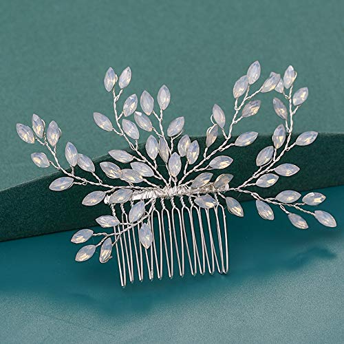 Handmade Silver Crystal Pearl Bridal Hair Comb - Wedding Hair Accessories for Bride, Bridesmaid & Prom - Elegant Hair Jewelry for Weddings, Parties & Special Occasions
