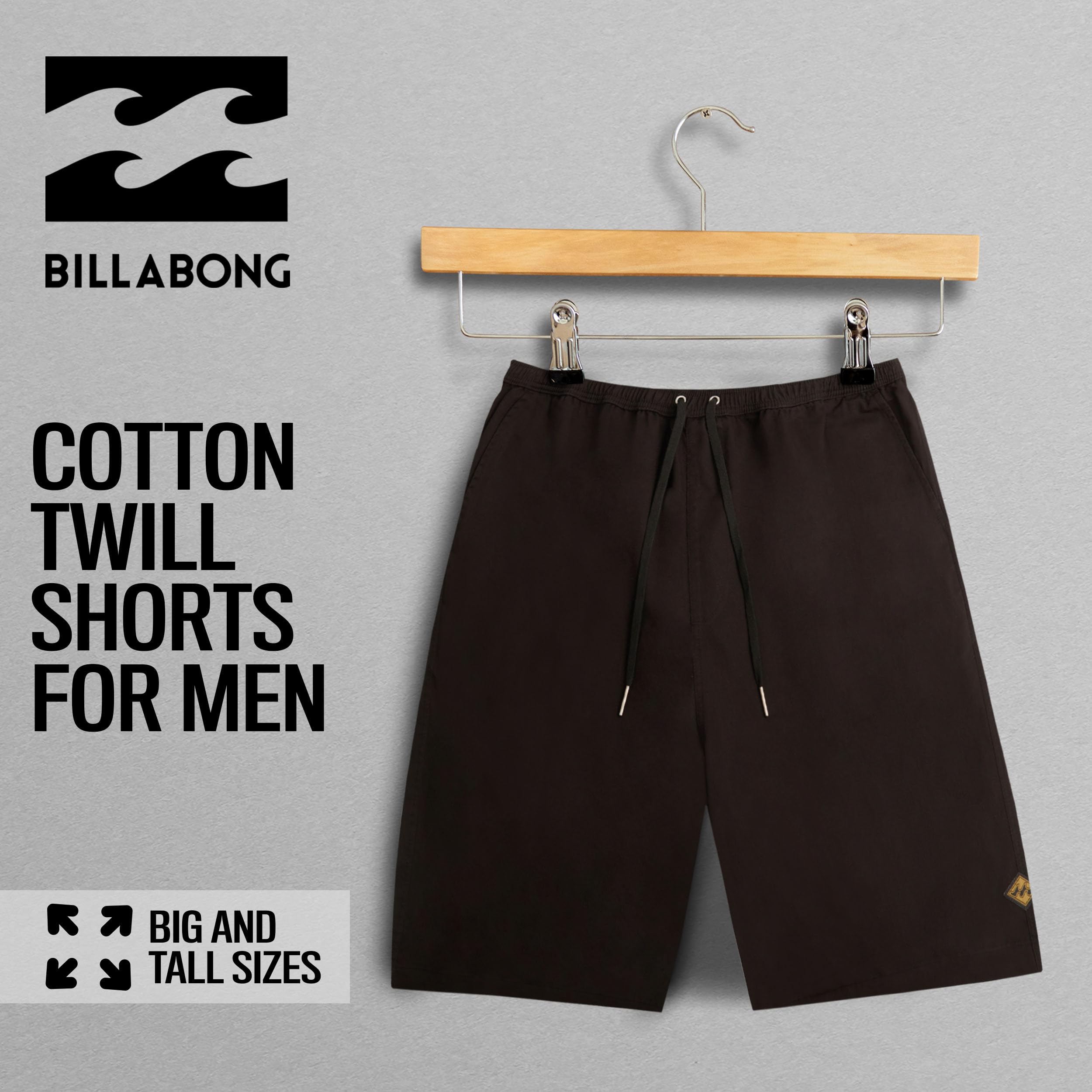 Billabong Men's Big and Tall Cotton Stretch Lounge Shorts - Loose Fit Oversized Casual Shorts for Summer, Beach, and Relaxation