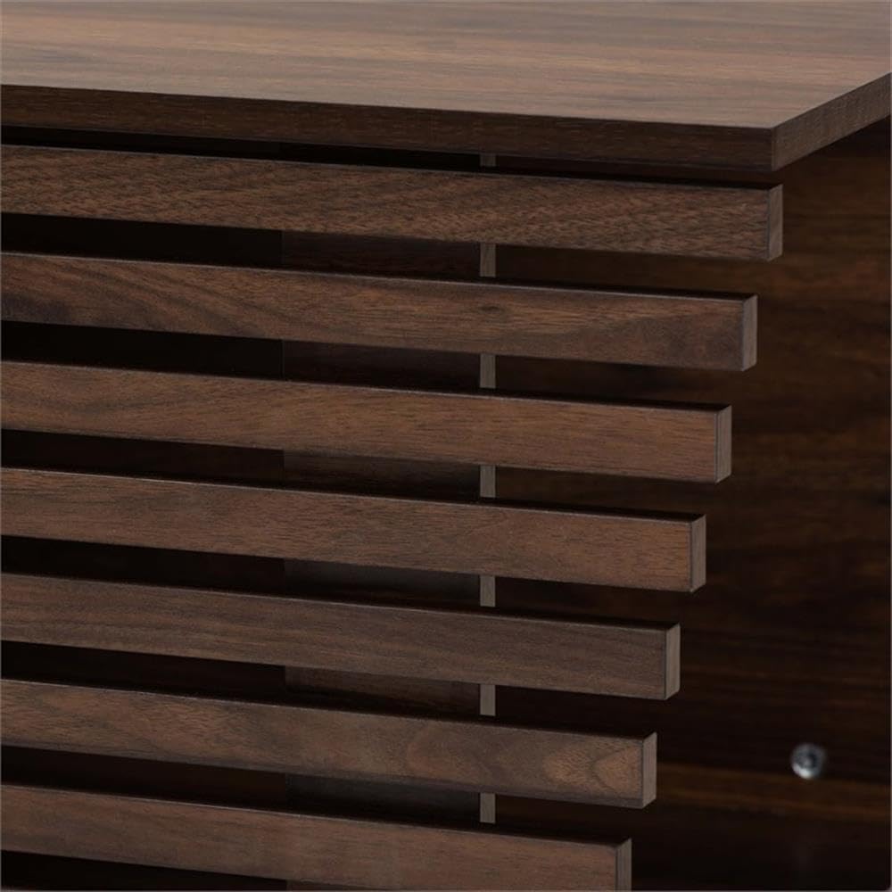 Baxton Studio Eckhart Modern Walnut Brown Wood Cat Litter Box Cover - Stylish Furniture for Home, Living Room, Bedroom & Bathroom - Discreet Pet Litter Solution for Small Spaces