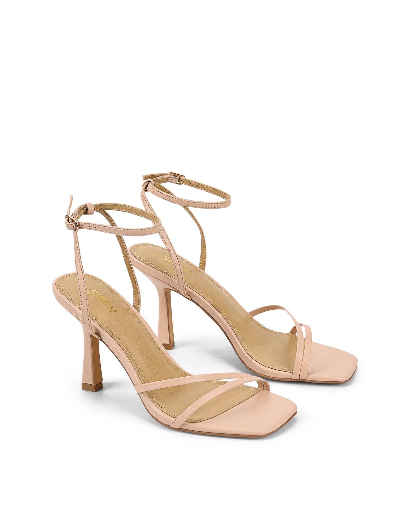 Strappy Heels for Women - Nude Leather High Heels with Ankle Strap | Perfect for Weddings, Parties & Evening Events