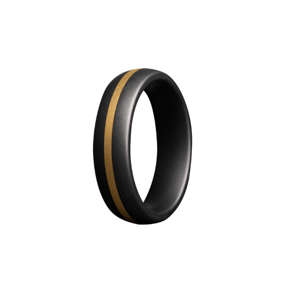 22K Yellow Gold Inlaid Alternative Metal Half Round Band Ring - Perfect for Weddings, Anniversaries & Unique Jewelry Gifts