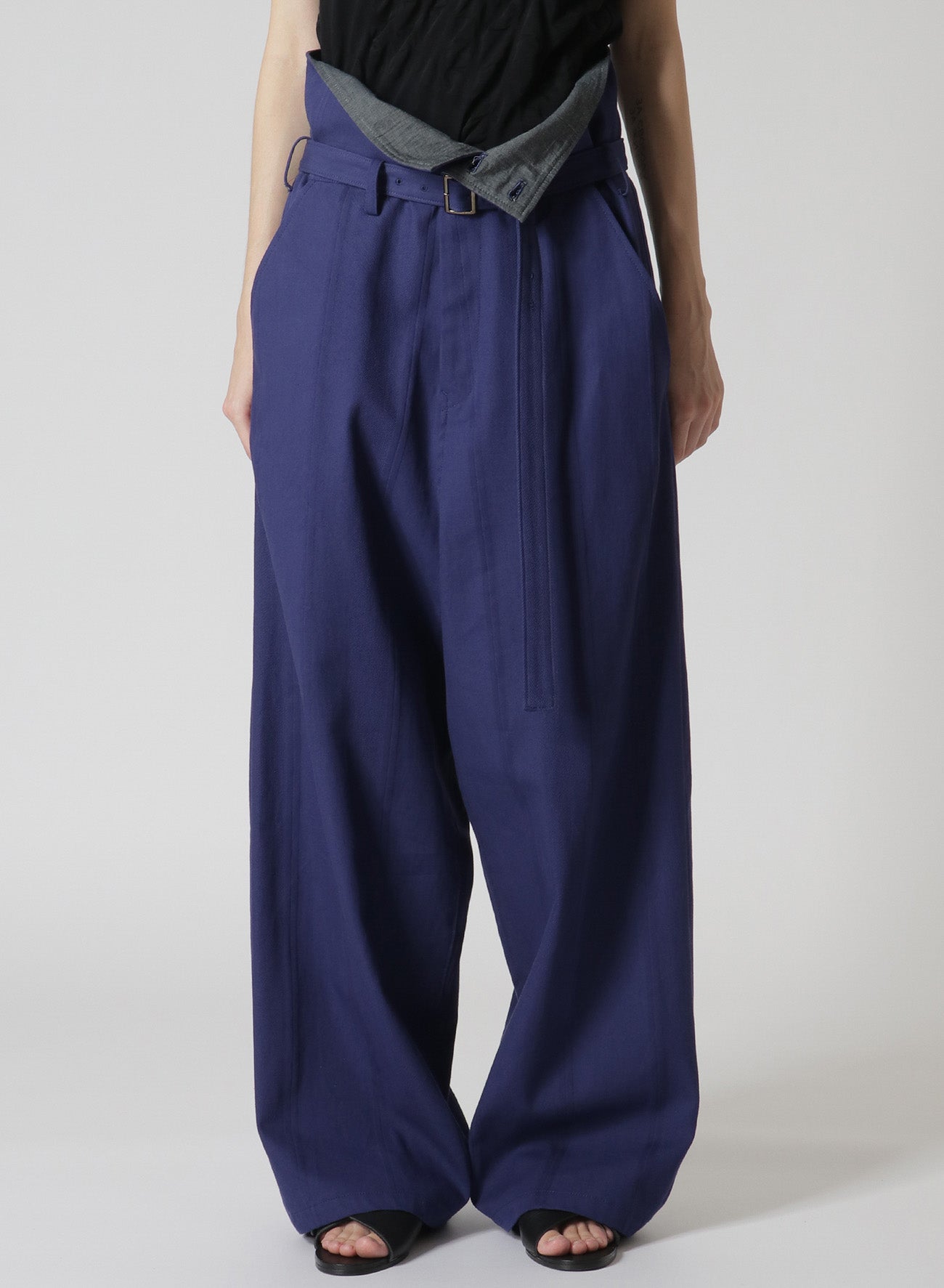 DOBBY CHINO BELTED HIGH WAIST PANTS for Women - Comfortable Stretch Trousers with Adjustable Waistband - Perfect for Office, Business Casual & Travel Outfits