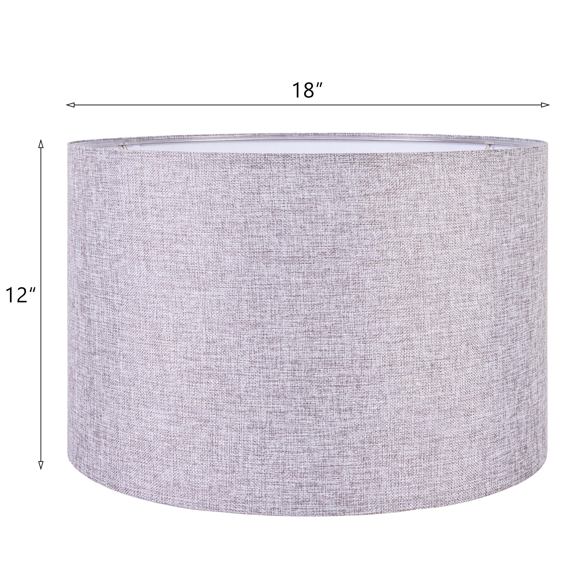 Wellmet 18x18x12 Inch Fabric Drum Lampshade - Classic Modern Grey Spider Fitter for Table, Bedside & Floor Lamps | Perfect for Living Room, Bedroom & Office Lighting Decor