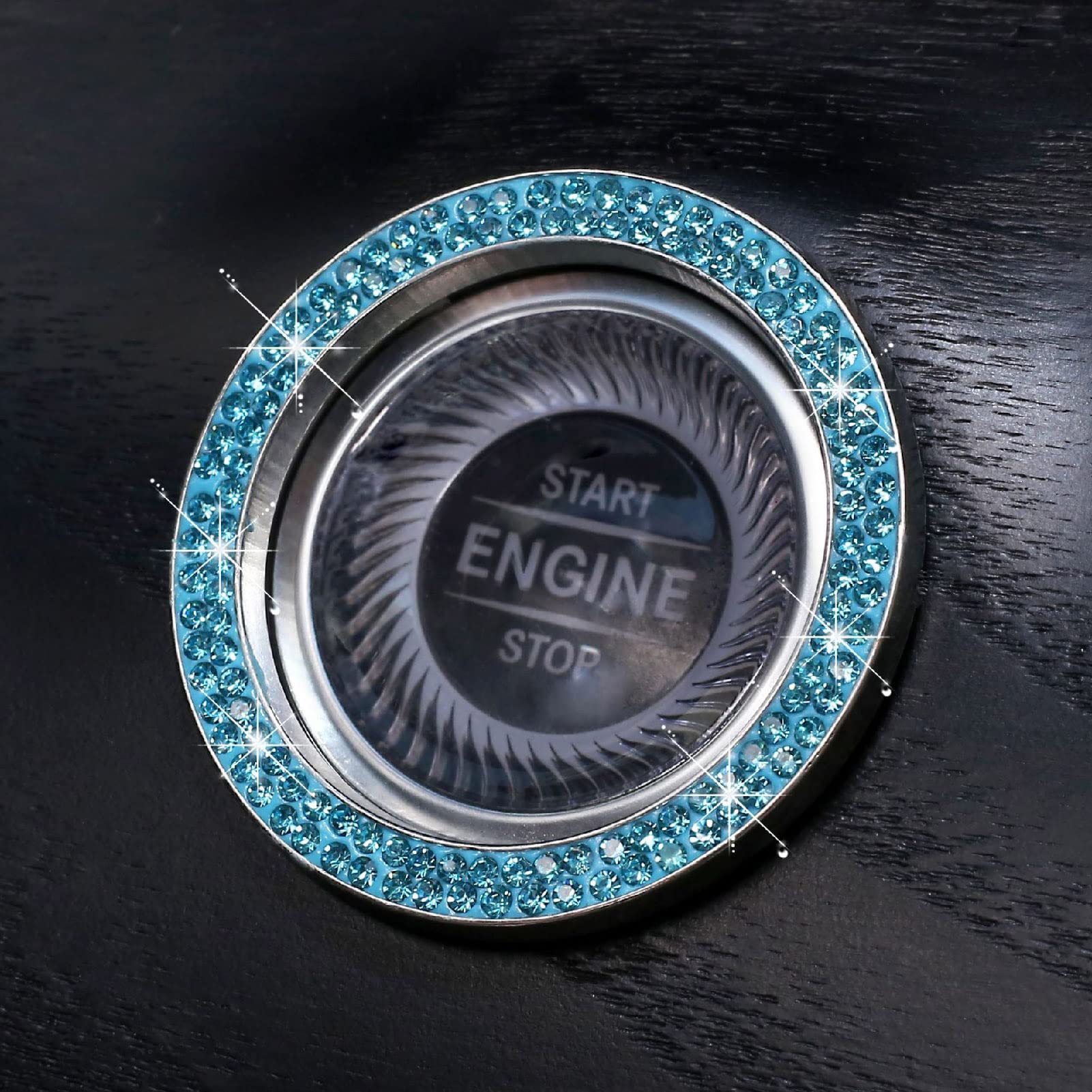 Sparkly Crystal Rhinestone Car Ignition Button Cover - Exquisite Craftsmanship, Strong Adhesive, Elegant Car Accessory for Women | Perfect for Sedans, SUVs & Luxury Vehicles
