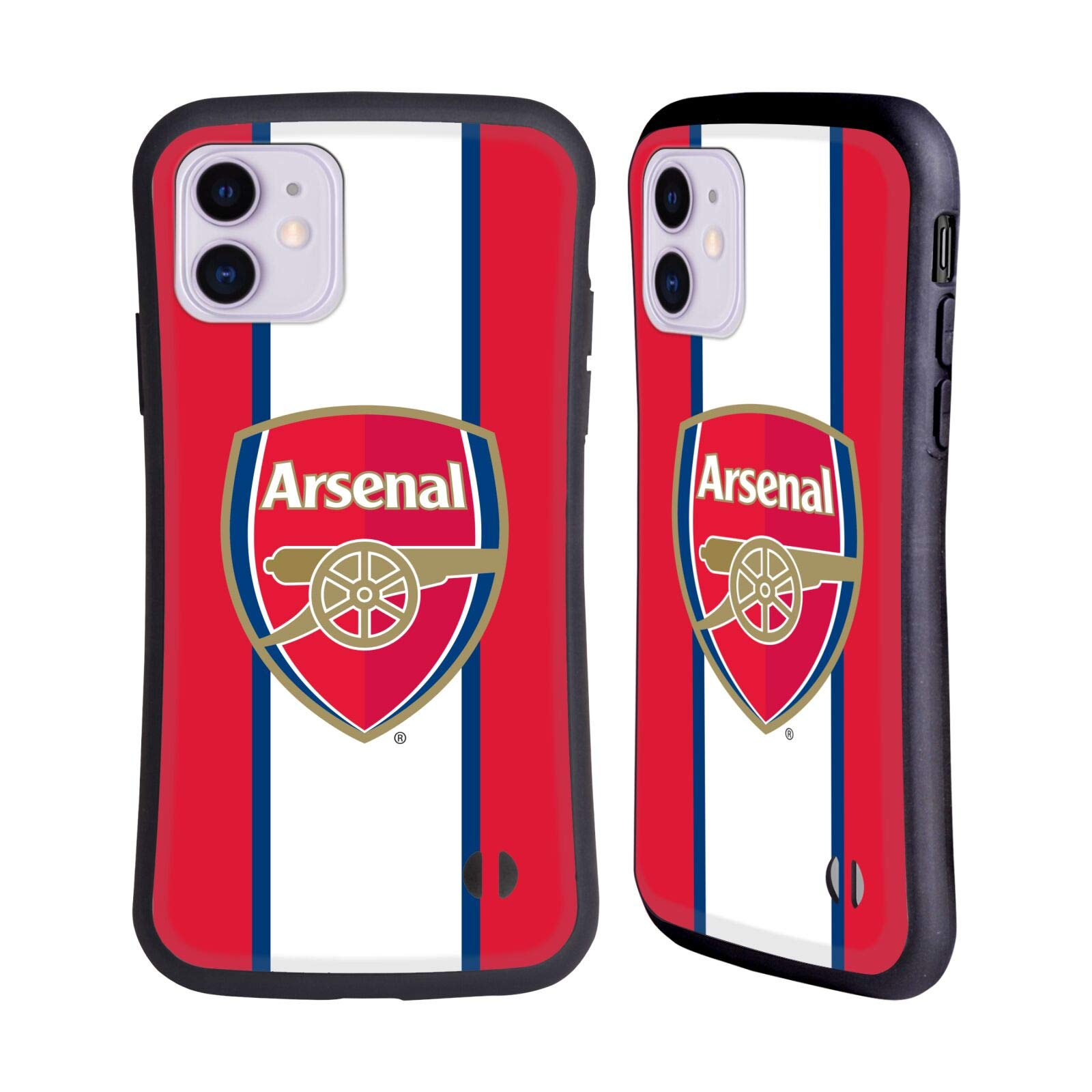 Officially Licensed Arsenal FC Phone Case for iPhone 11 - 3 Crest 2 Hybrid Design with Stripes | Durable Protection for Soccer Fans | Perfect for Match Days & Everyday Use