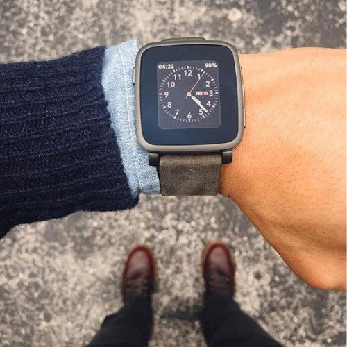 Pebble Time Steel Smartwatch - Compatible with Apple iPhone & Android Phones - Fitness Tracking, Notifications, Waterproof for Running, Swimming & Daily Use