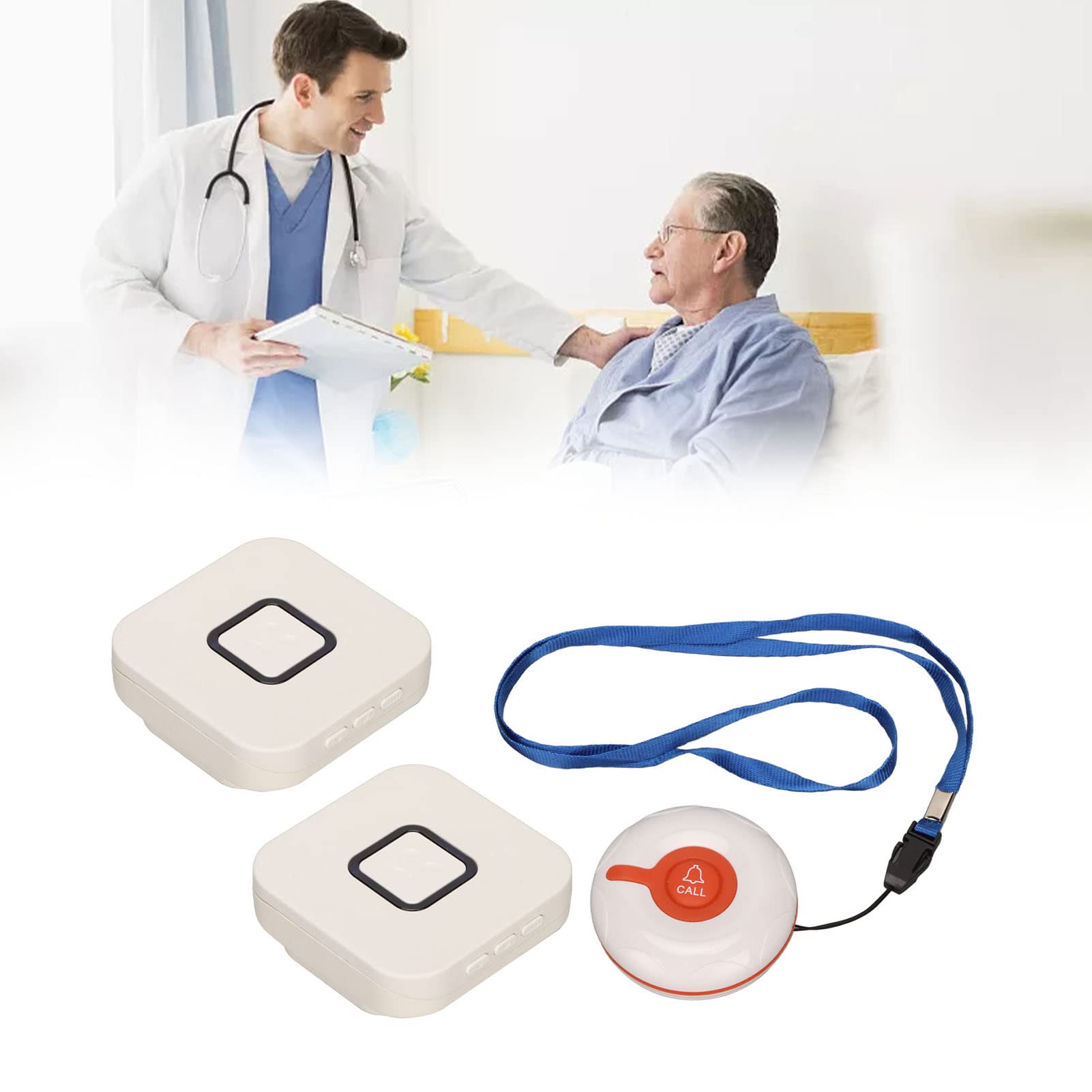 Wireless Elderly Monitoring Call Button with 38 Music Tones, Long-Distance Pager for Patient Reception (EU Plug) - Ideal for Nursing Homes, Hospitals, and Home Care Assistance