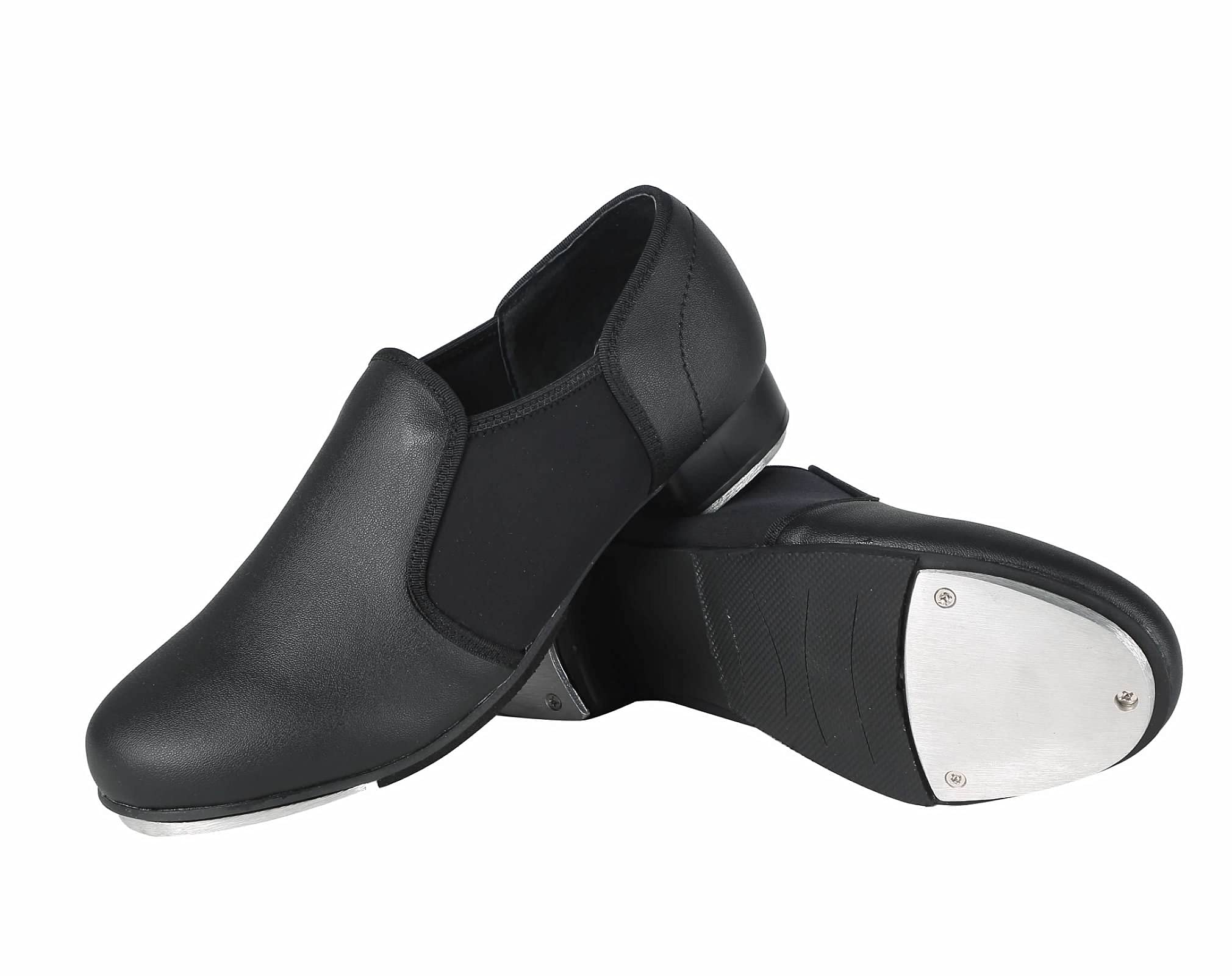 Dynadans Manmade Leather Slip-On Tap Shoes for Women & Men - Comfortable Dance Shoes for Tap Dancing, Performances, and Practice