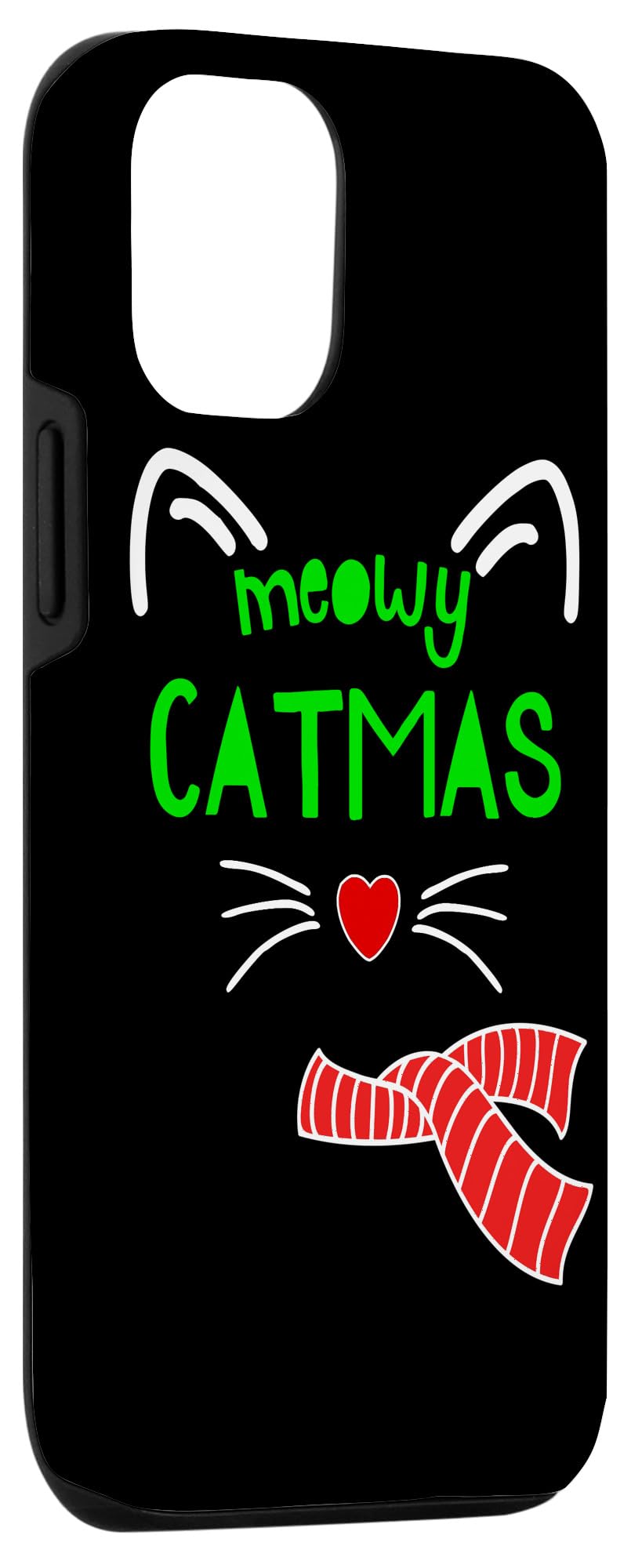 iPhone 12/12 Pro Christmas Cat Case - Cute Meowy Catmas Design with Red Scarf | Perfect Holiday Gift & Winter Protection