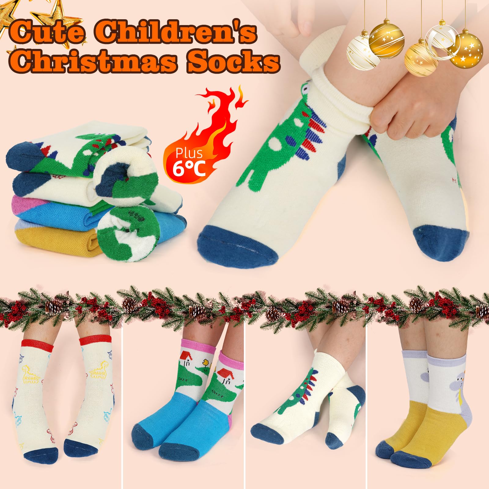 4-Pairs Kids Winter Warm Socks - Soft Merino Wool Thickened Cotton Thermal Socks for Boys & Girls - Perfect for Snow Boots, Outdoor Activities & Cold Weather