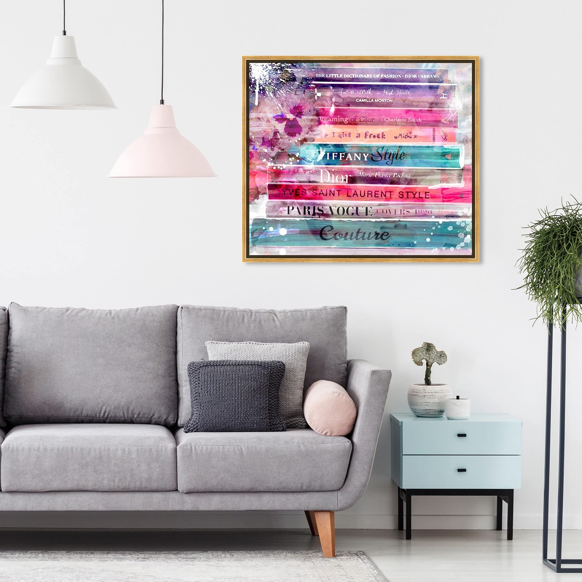 Oliver Gal Artist Co. Fashion & Glam Wall Art Framed Canvas Print - 'Fashion Splash Library' Book Collection - Perfect for Living Room, Bedroom & Office Decor