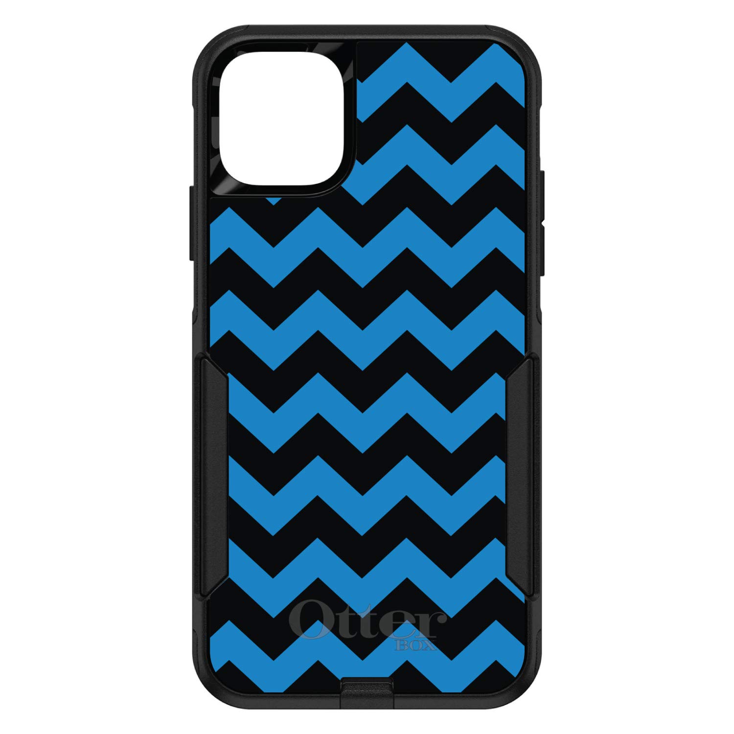 DistinctInk iPhone 12 Pro MAX Case (6.7 Inch) - Shockproof Protective Cover with Black Blue Chevron Stripes Design - Durable Replacement for OtterBox Commuter - Perfect for Work, Travel & Outdoor Activities