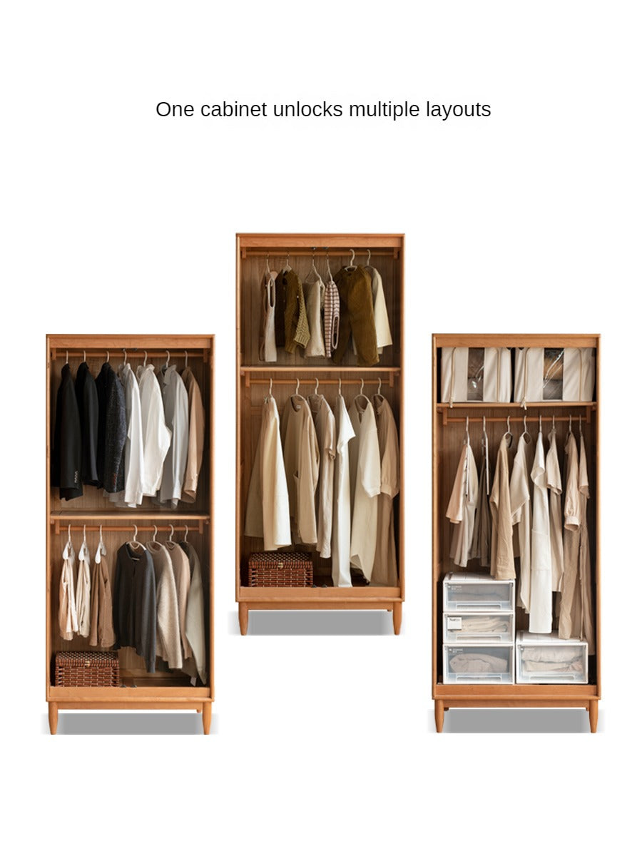 Solid Oak and Cherry Wood Wardrobe - Elegant and Durable Closet for Bedroom, Living Room, or Walk-In Closet Storage