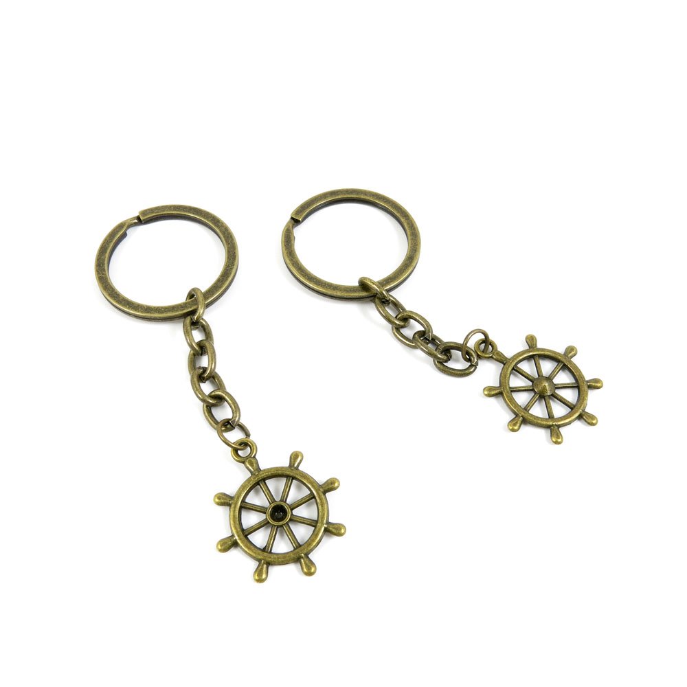Antique Bronze Keychain - Vintage Rudder Key Ring, Jewelry Making Charms & DIY Craft Supplies (KC0240) - Perfect for Nautical Gifts, Boat Enthusiasts & Unique Accessories