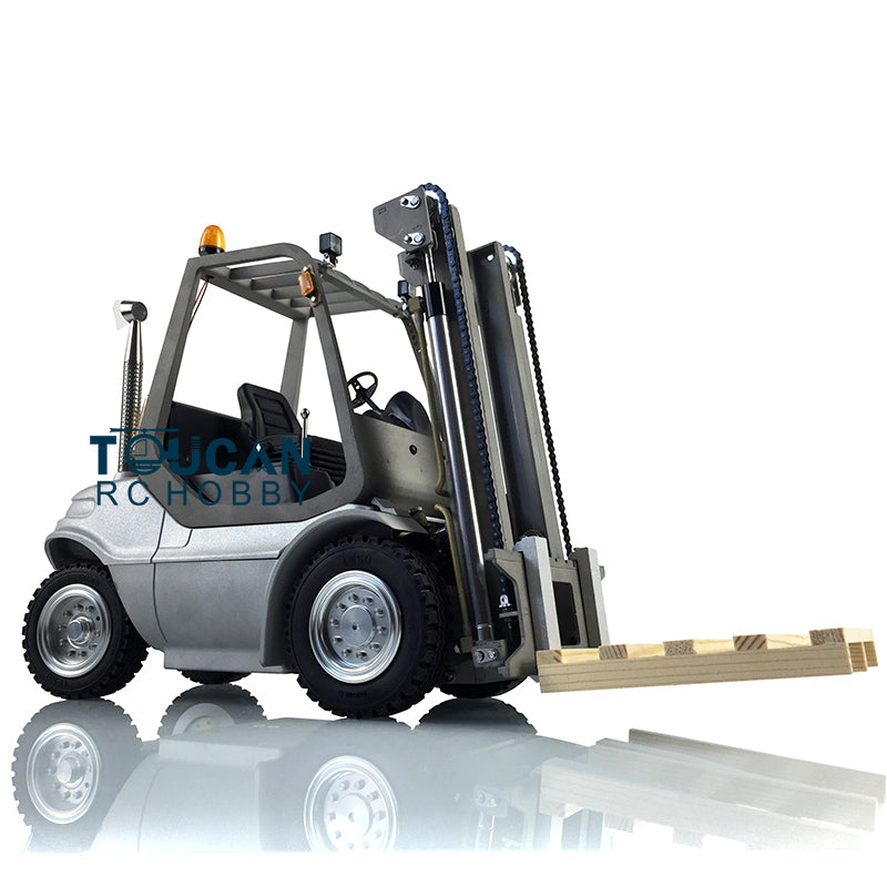LESU 1/14 Scale RC Hydraulic Forklift Truck with ESC, Motor, Light & Sound System - Metal Wheels & Toolbox for Construction Site Simulation and Industrial Model Collection