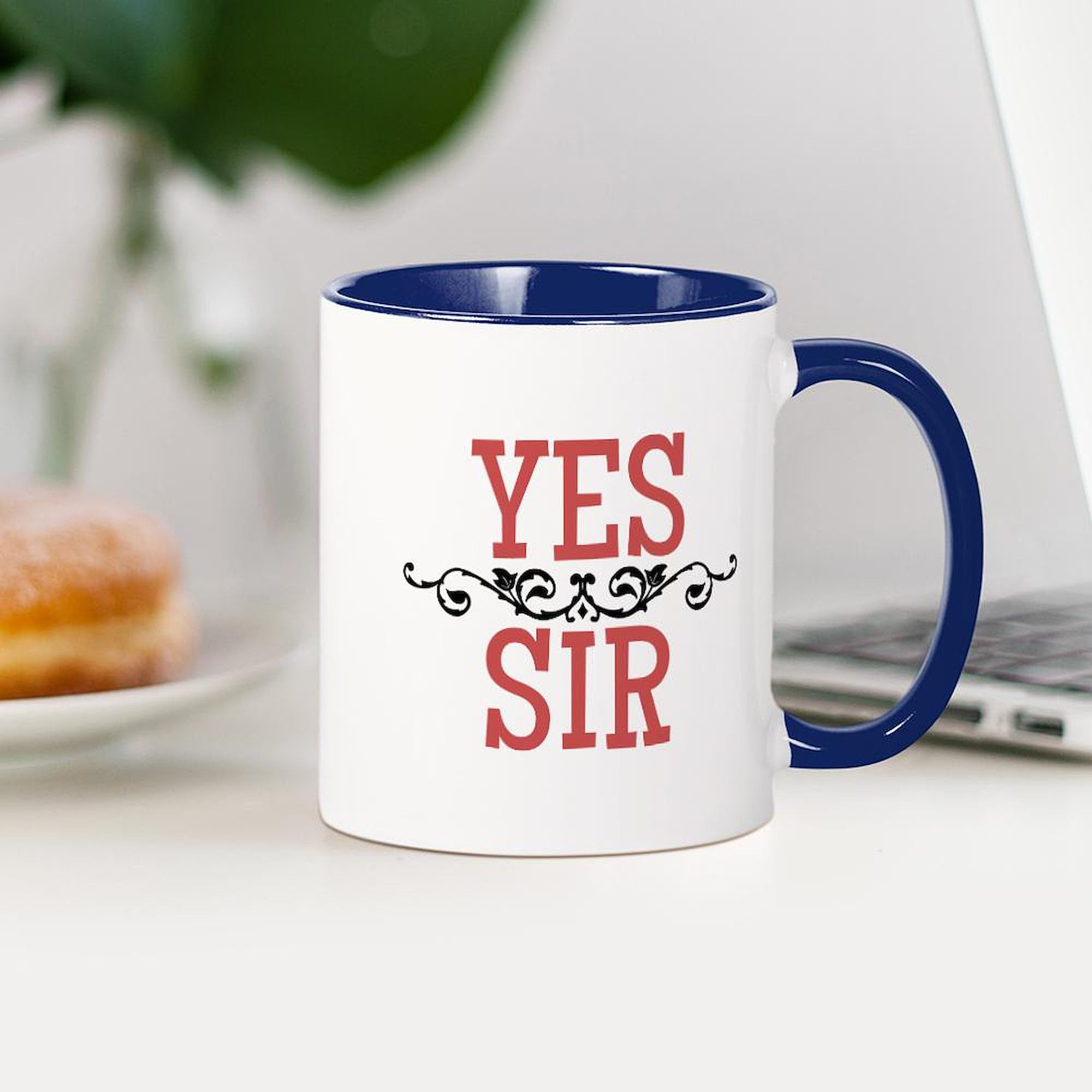 Yes Sir Ceramic Coffee Mug - 11 oz (325 ml) White Coffee Cup for Office, Home & Gifts - Durable Dishwasher Safe Mug for Tea, Hot Chocolate & Morning Brews