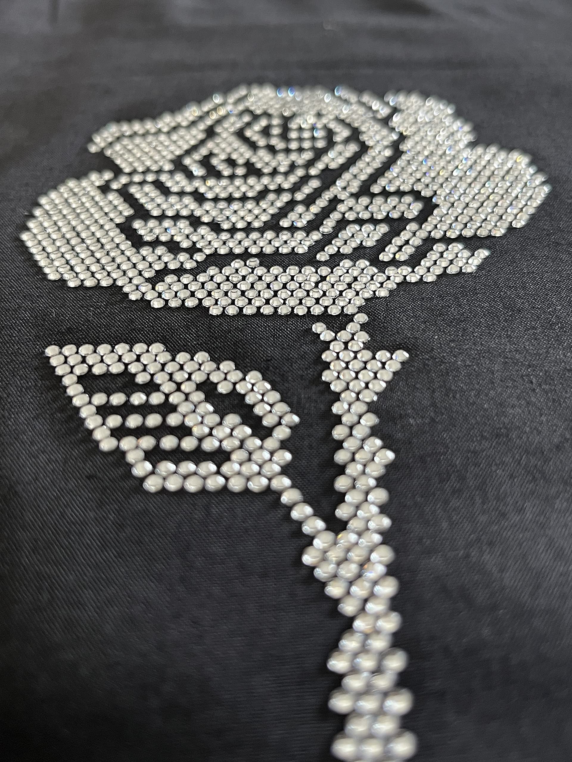 Rhinestop AB Single Rose Iron-on Rhinestone Design for DIY Clothing & Fabric Decoration | Wedding Dress Embellishment, Costume Accessories, Fashion Craft Projects