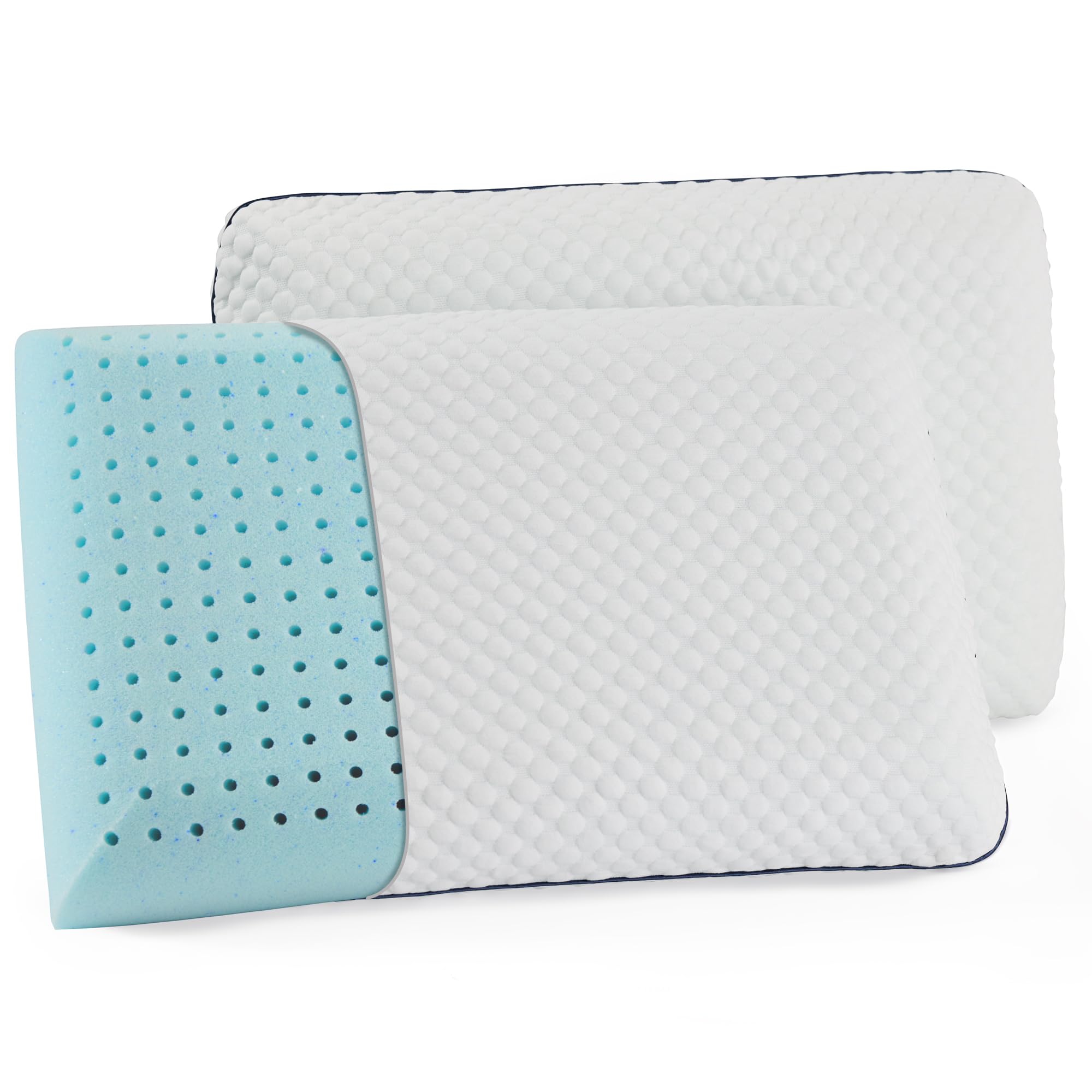 WEEKENDER Gel Memory Foam Pillow - Queen Size 2-Pack - Medium Plush Feel for Neck & Shoulder Support - Ideal for Back, Side & Stomach Sleepers - Perfect for Home, Hotel & Hospital Use - Great for Travel, Office Naps & Post-Surgery Recovery