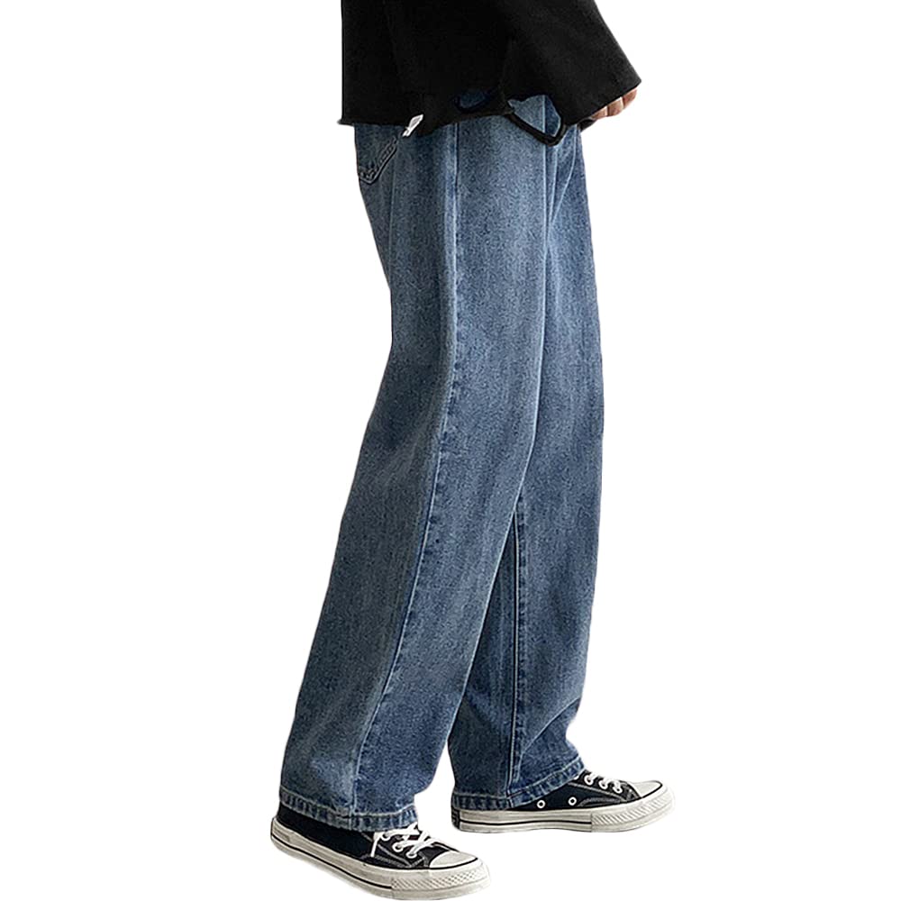 Rexcyril Men's Loose Fit Straight Leg Denim Jeans - Baggy Wide Leg Casual Pants for Everyday Wear & Street Style Outfits