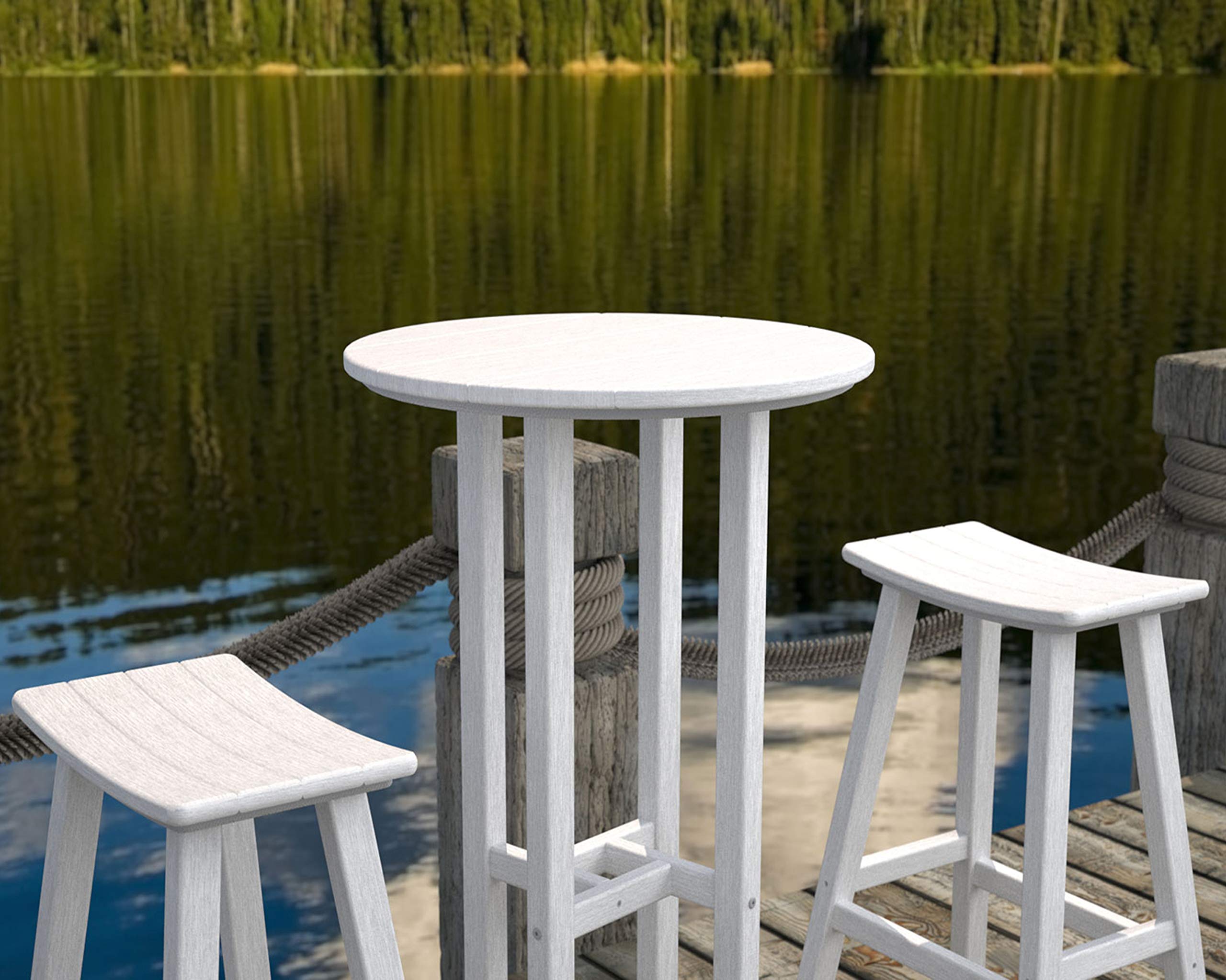 POLYWOOD® Outdoor Bar Table - Slate Grey, Weather-Resistant & Durable - Perfect for Patio, Deck, or Poolside Dining
