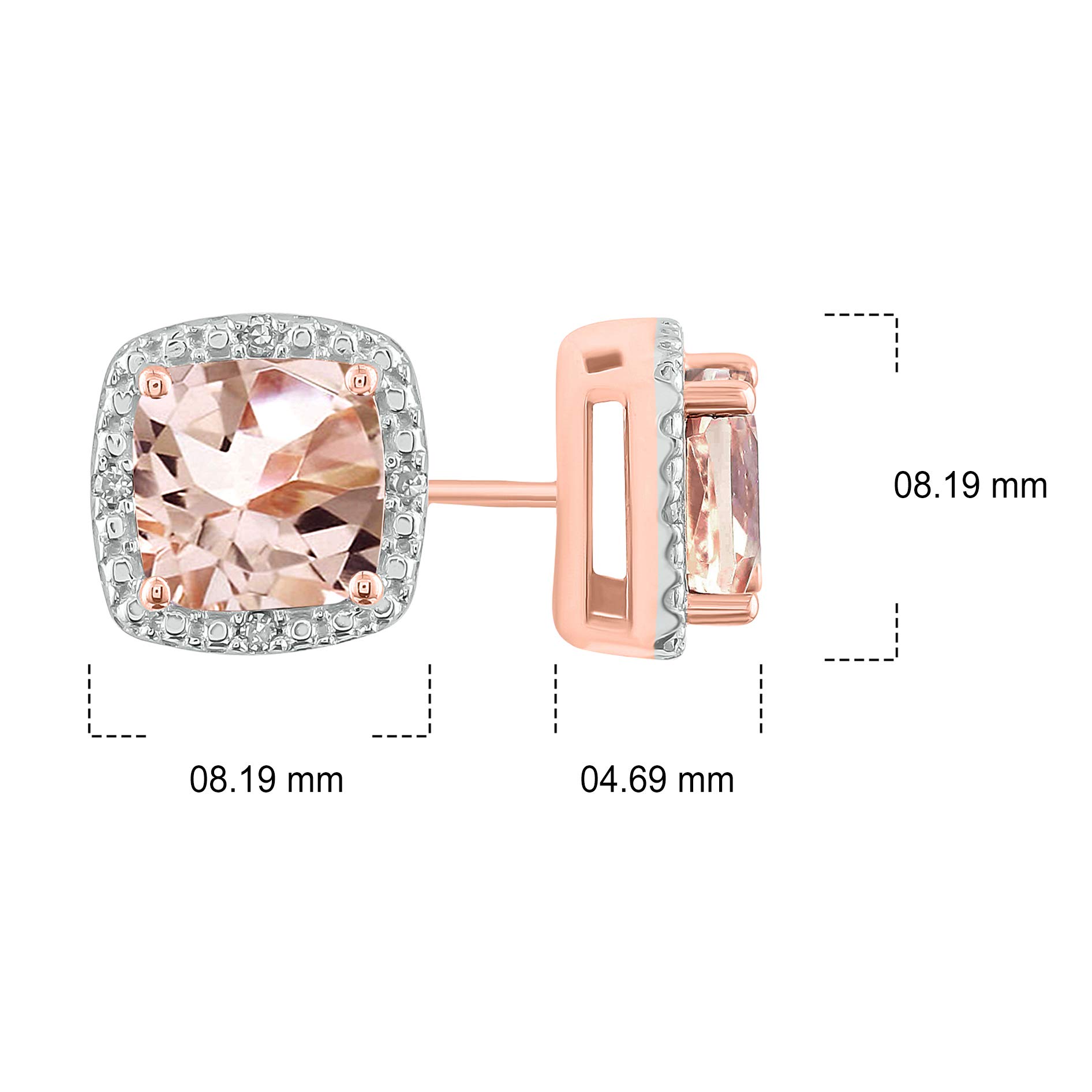 10K Rose Gold or 925 Sterling Silver Diamond Halo Stud Earrings for Women with Color Stone Accents - Perfect for Weddings, Parties & Everyday Elegance